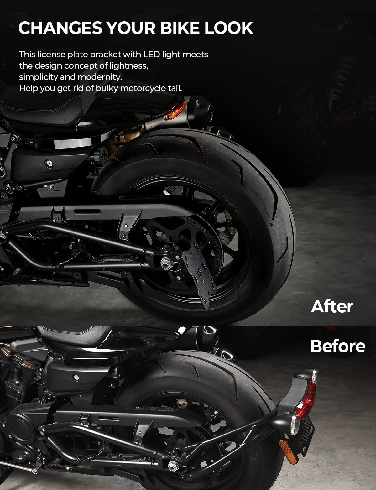 Motorcycle Side License Plate Holder Bracket with LED Light for Sportster S RH1250 - Image 3