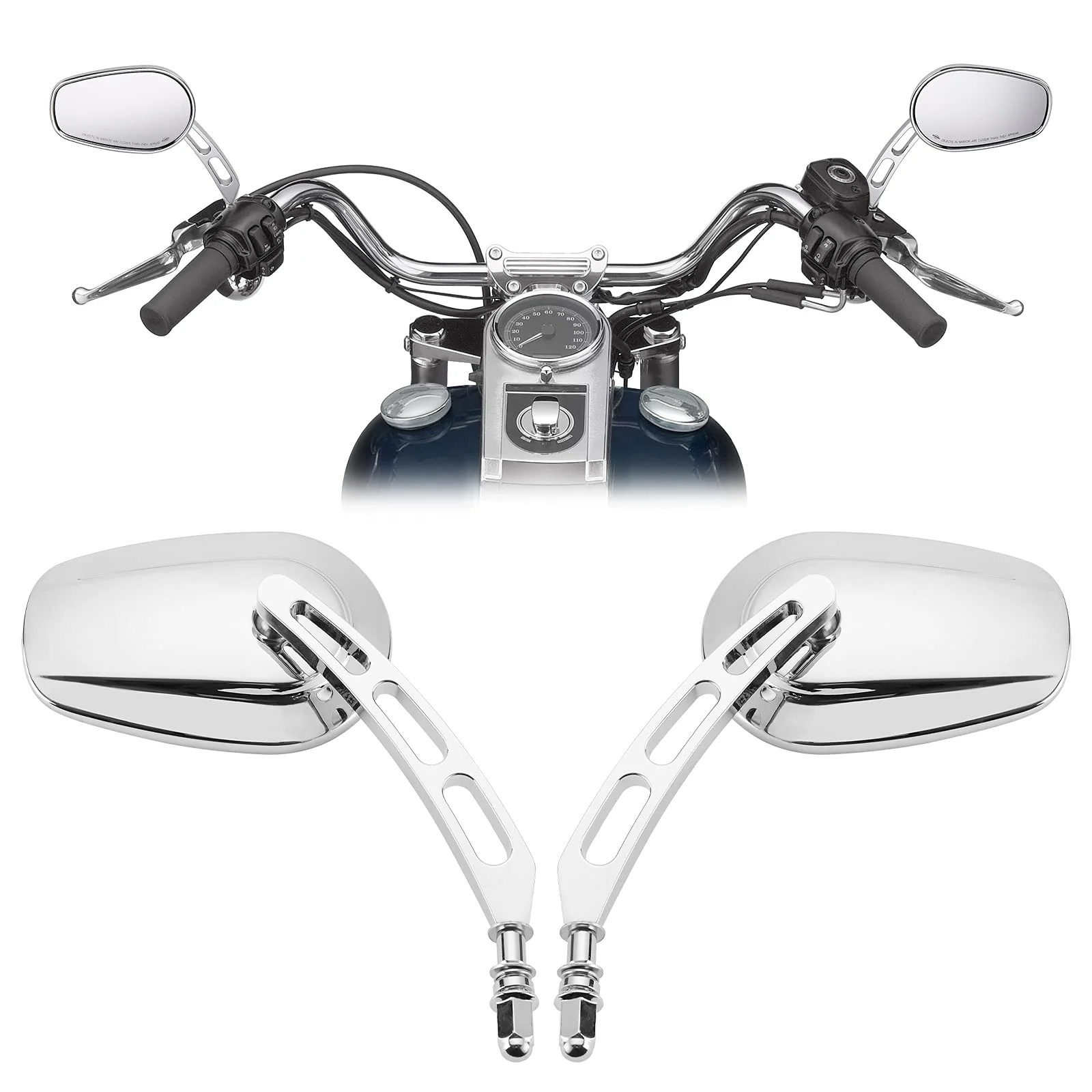 Side Rear View Mirrors with M8 Thread for Harley