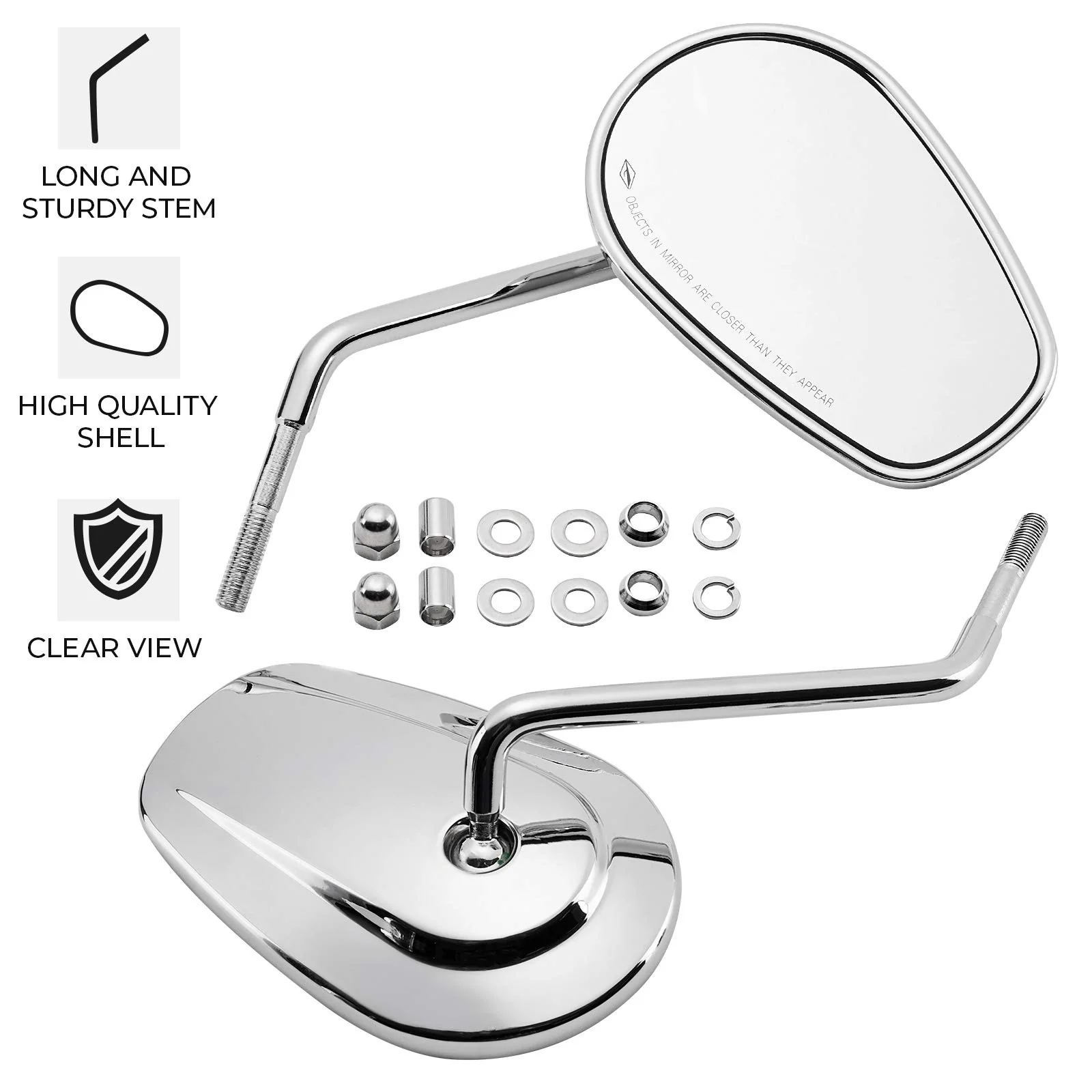 Side Rear View Mirrors with M8 Thread for Harley - Image 4