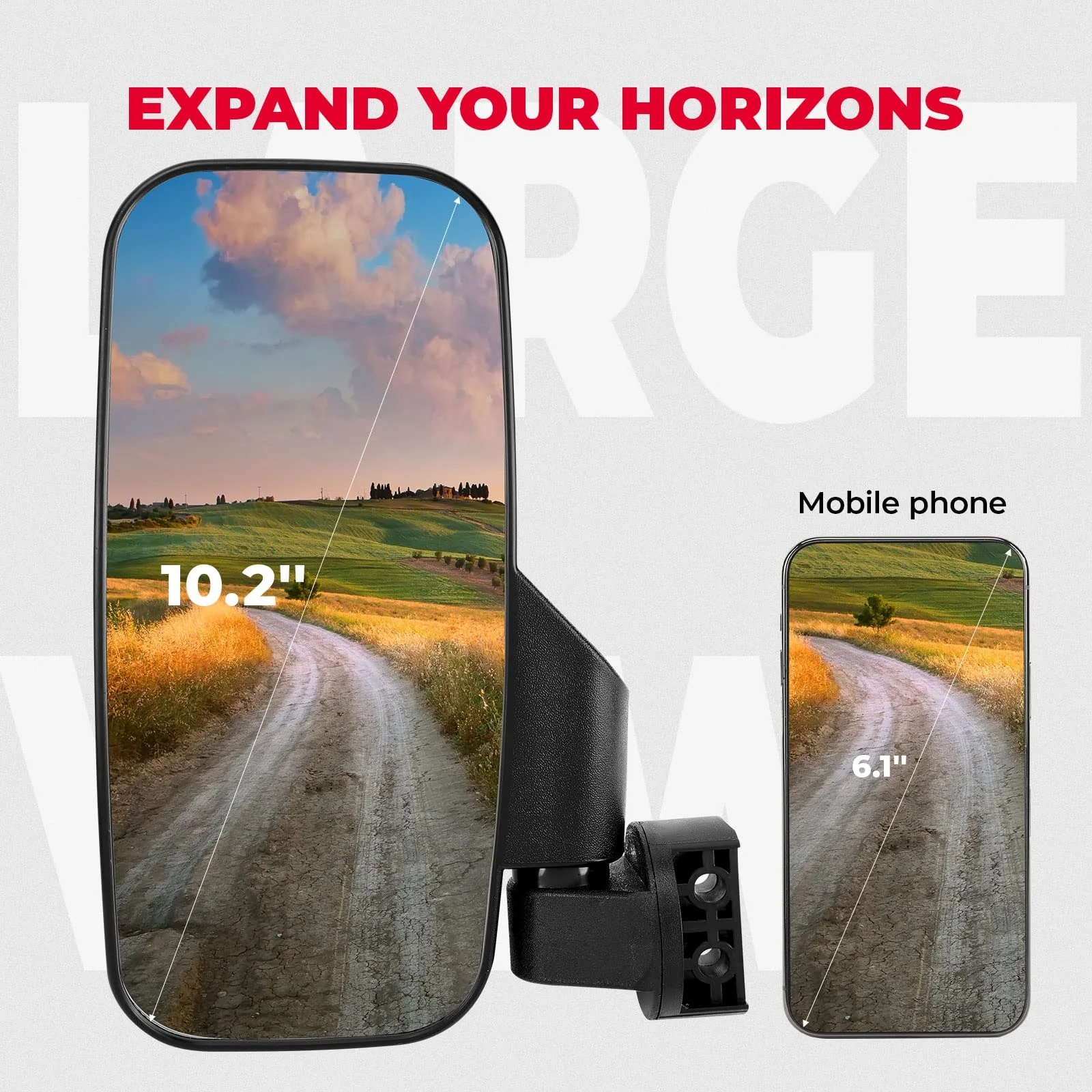 10" Large UTV Side Mirrors w/ Pro-fit cage for Polaris RZR Ranger General UFORCE - Image 3