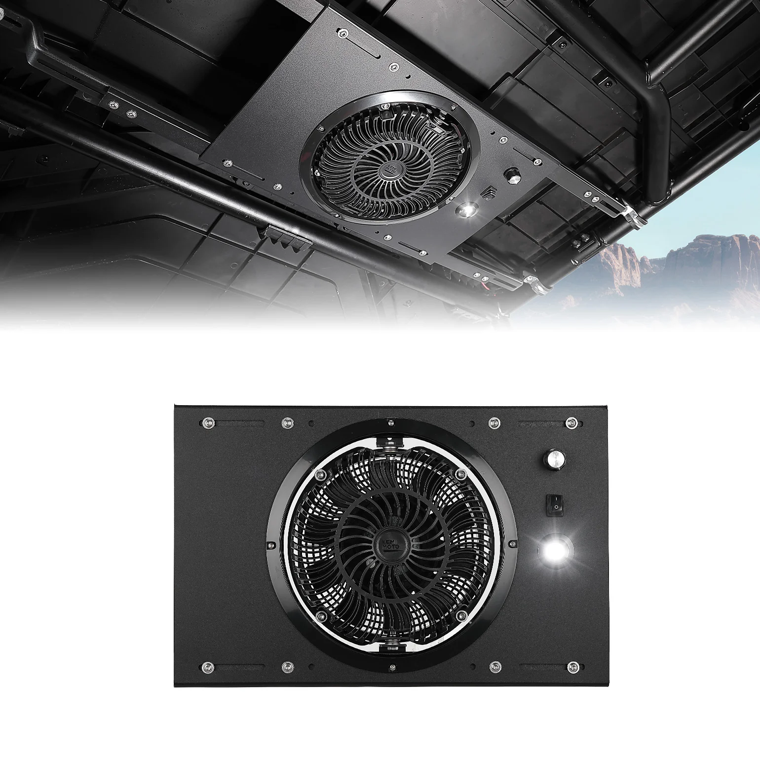 UTV Overhead Cooling Fan with Lights for Polaris Can-Am 53-37 Inch Roof Width - Image 8