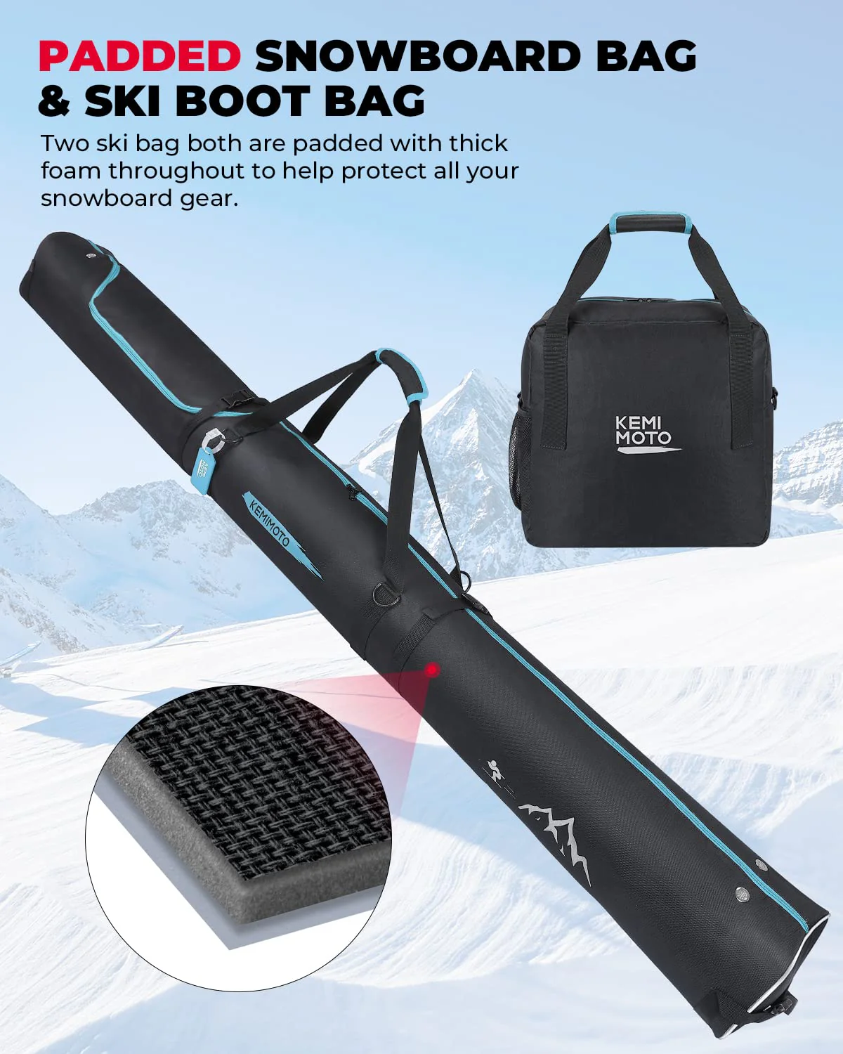 Ski Bag & Boot Bag Combo Fit Skis Up to 200cm - Image 4