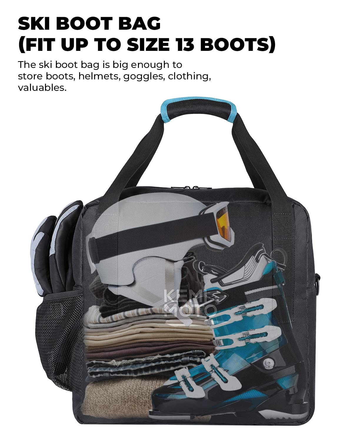 Ski Bag & Boot Bag Combo Fit Skis Up to 200cm - Image 5