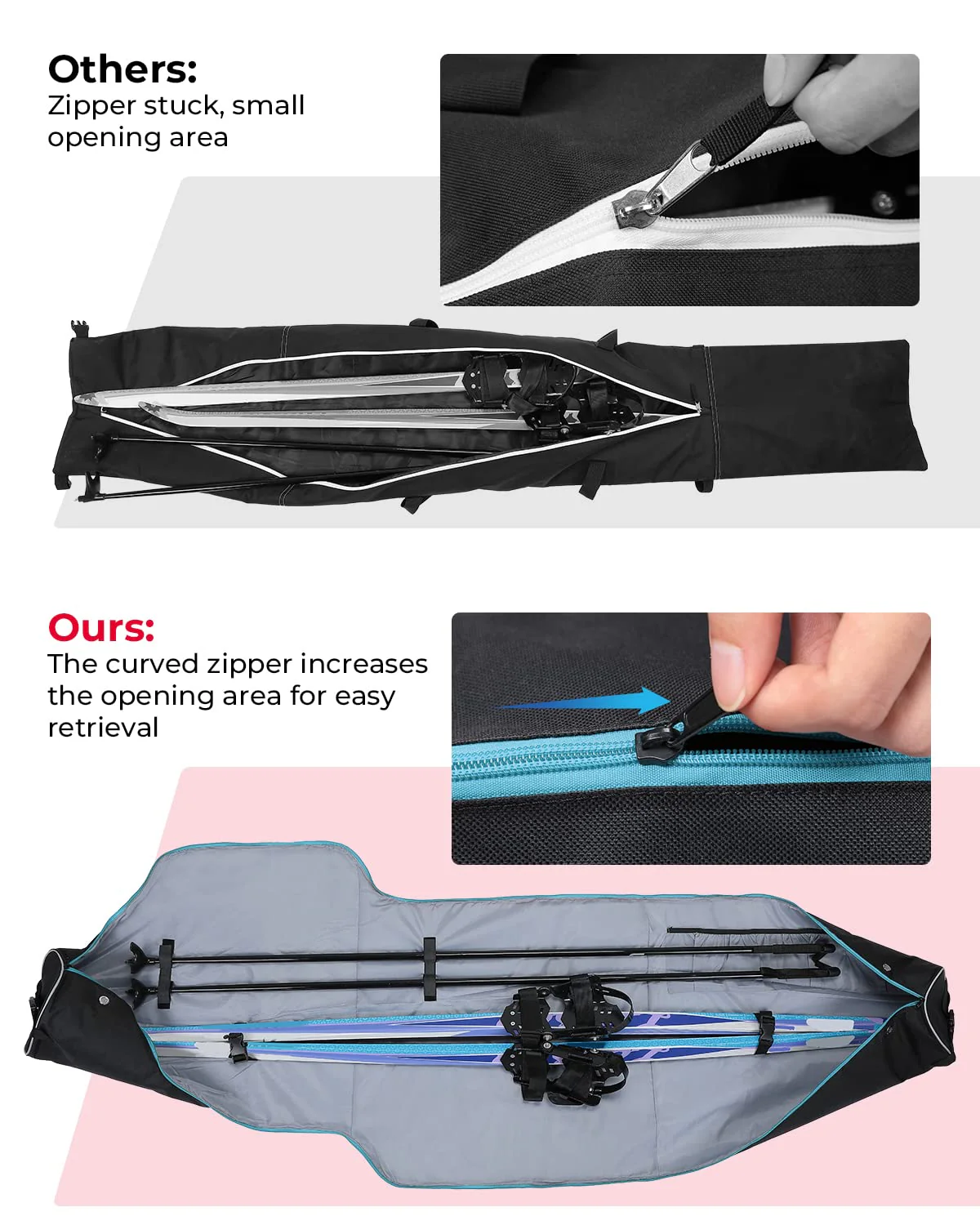 Ski Bag & Boot Bag Combo Fit Skis Up to 200cm - Image 6
