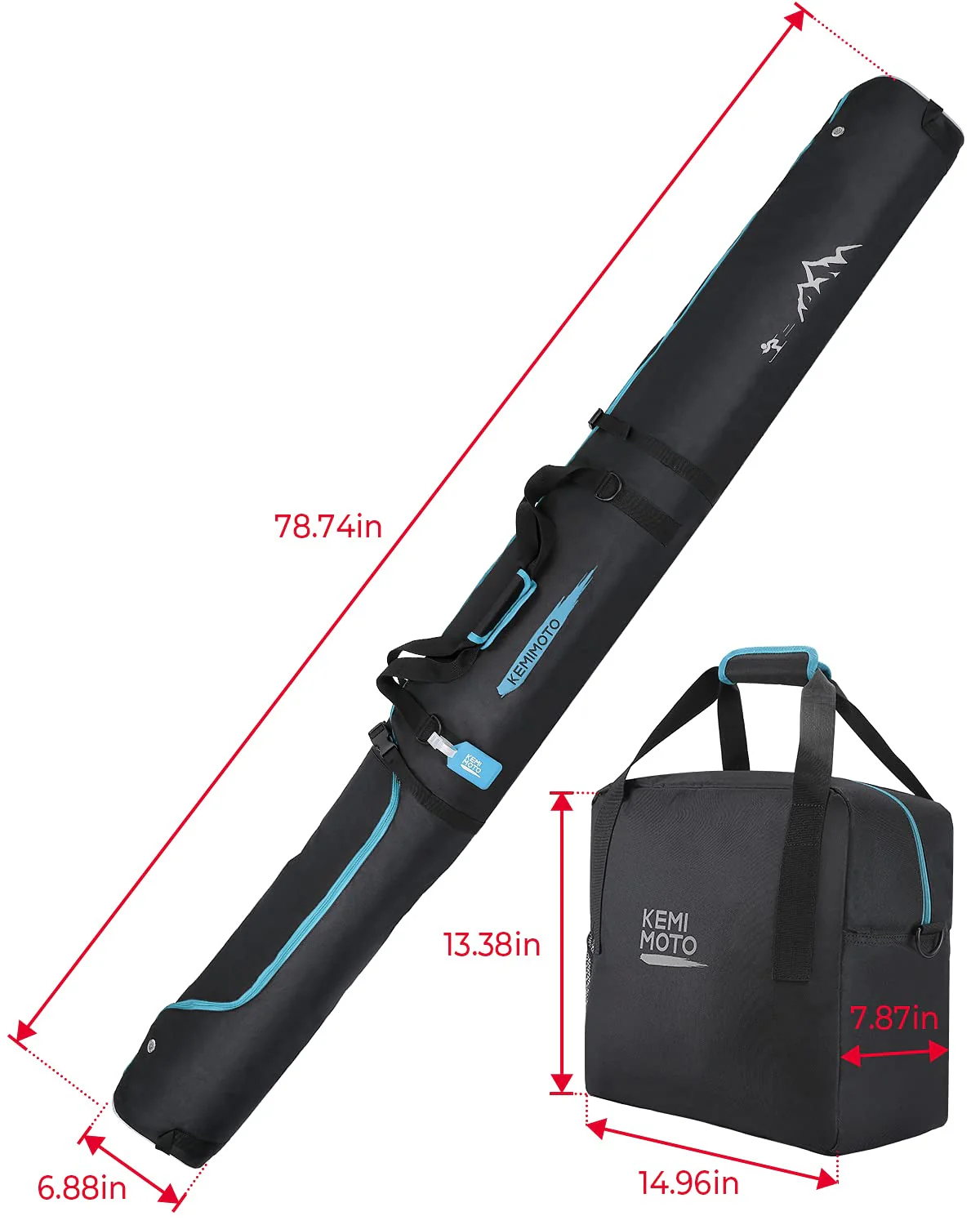 Ski Bag & Boot Bag Combo Fit Skis Up to 200cm - Image 7