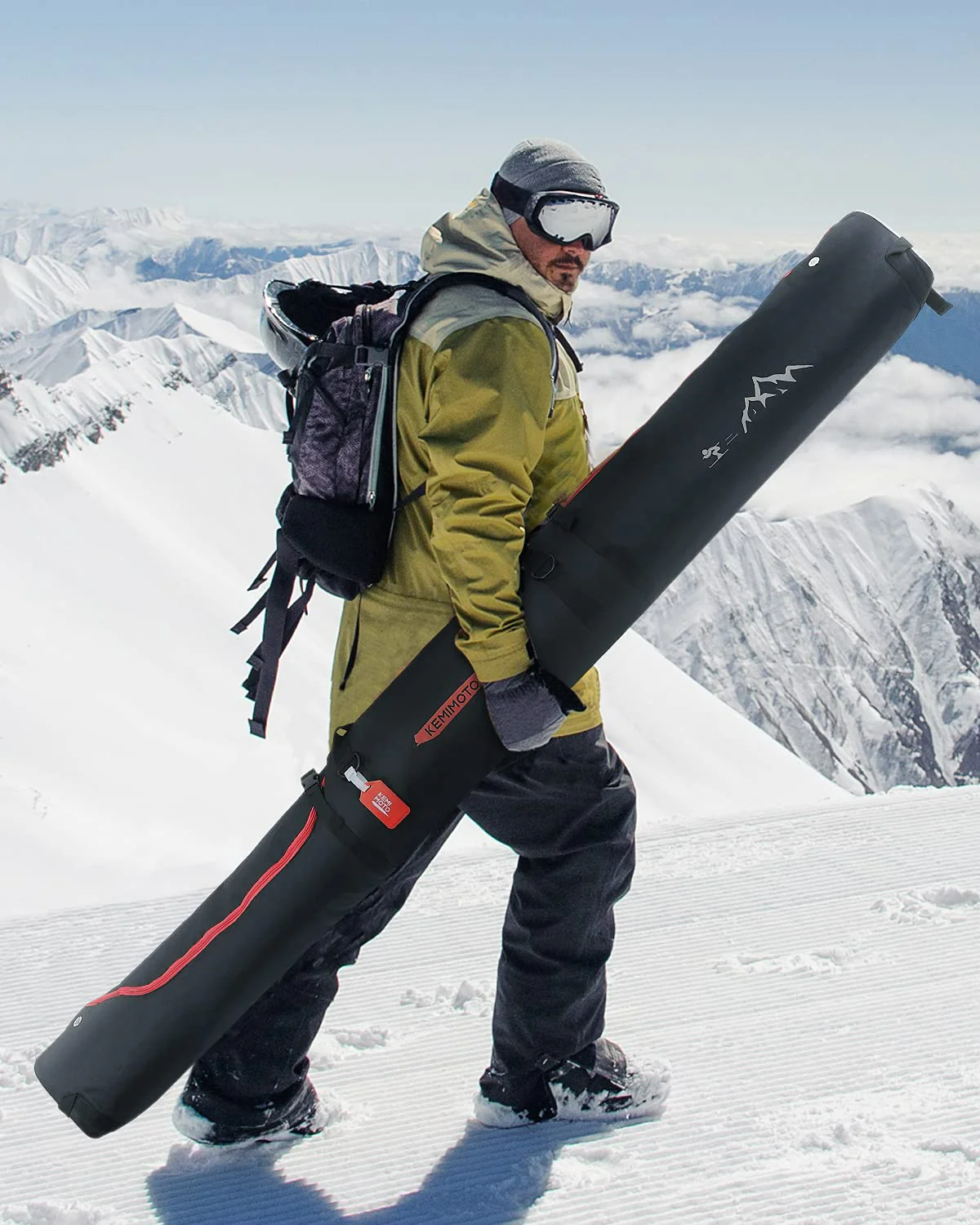Ski Bag & Boot Bag Combo Fit Skis Up to 78.74 inches ( Red ) - Image 6