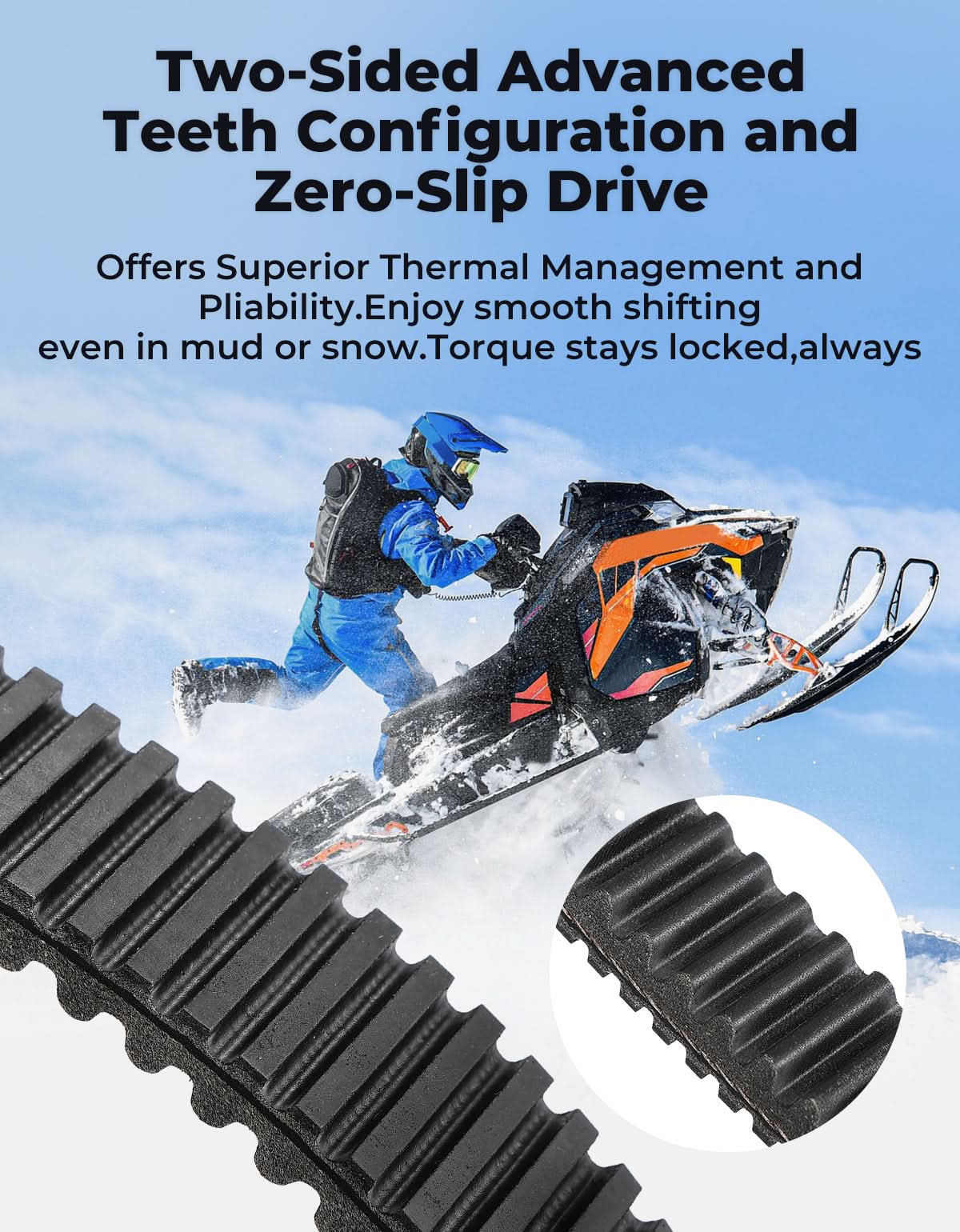Snowmobile Drive Belt CVT Belt for Polaris 850 RMK/Khaos/PRO RMK/Slash (155/165/146) - Image 6