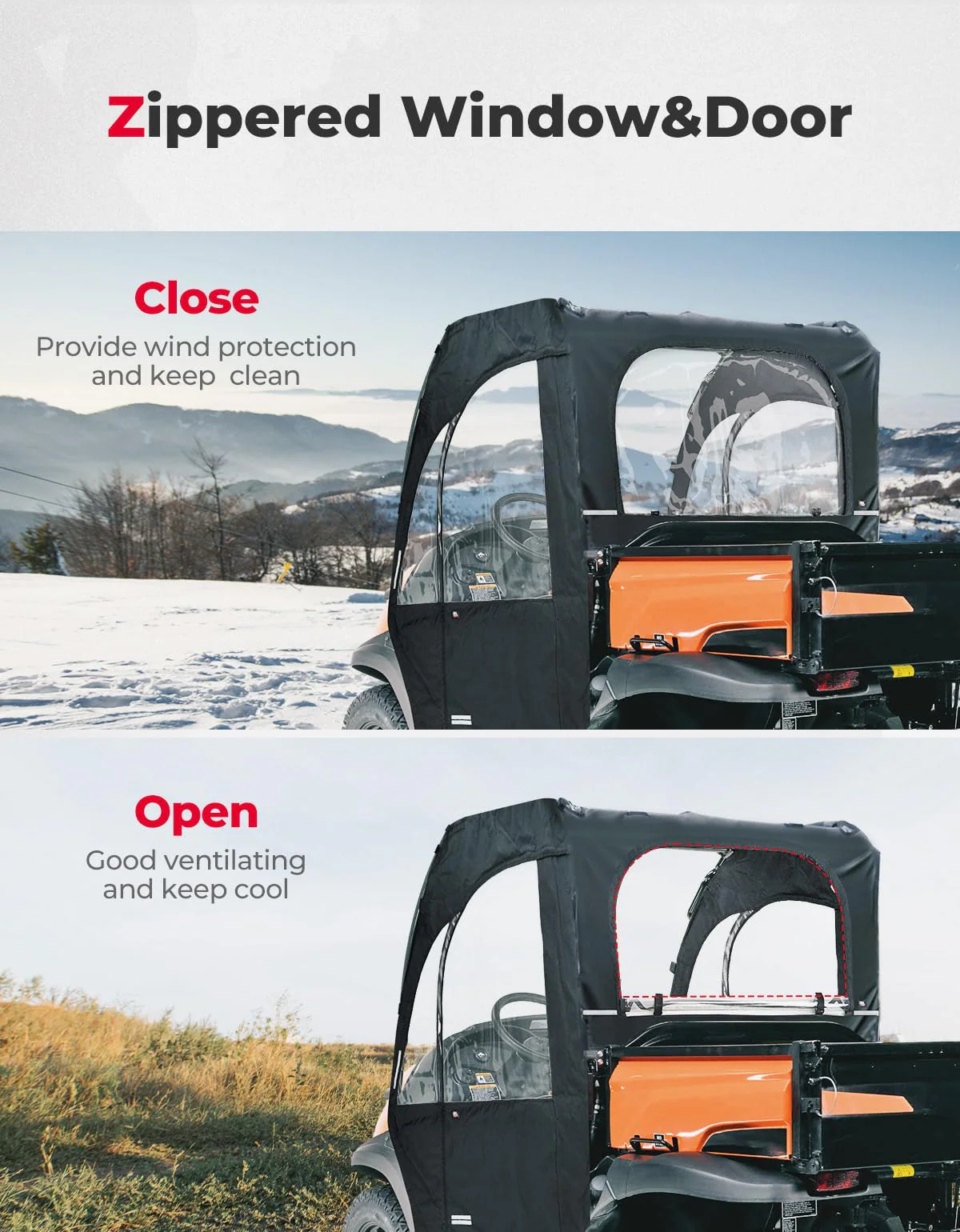 Soft Cab Enclosure Doors & Rear Soft Windshield for Kubota RTV - Image 3