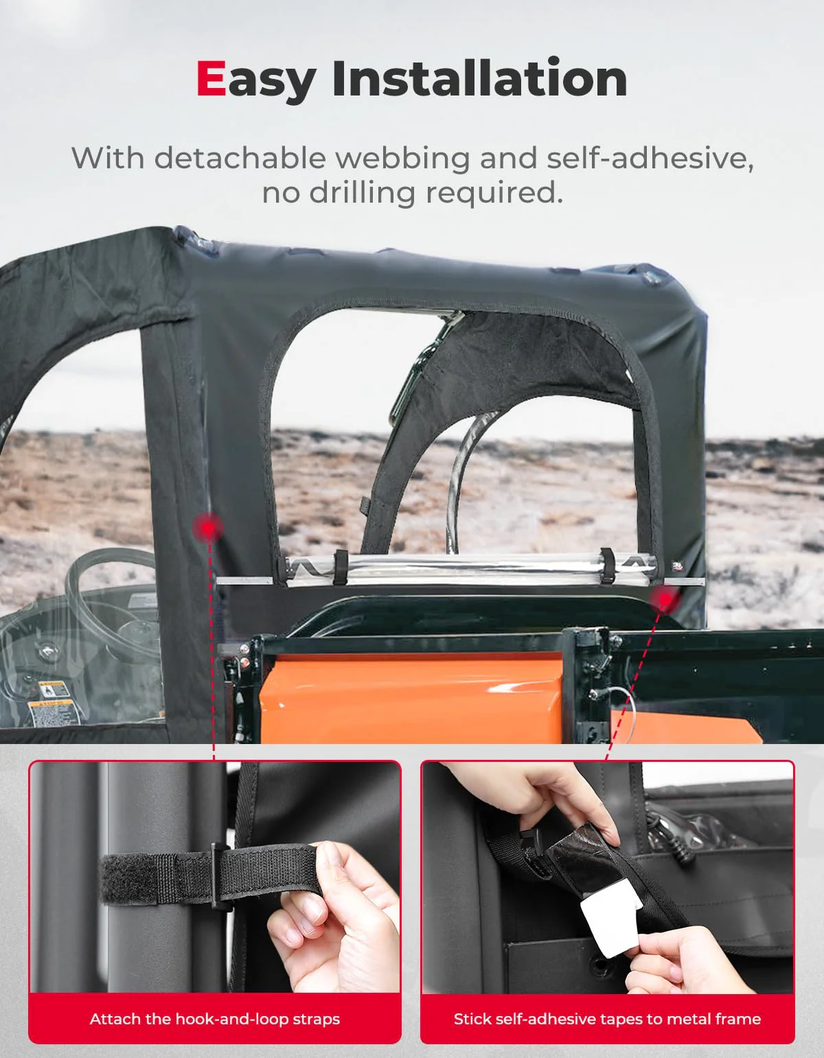 Soft Cab Enclosure Doors & Rear Soft Windshield for Kubota RTV - Image 6