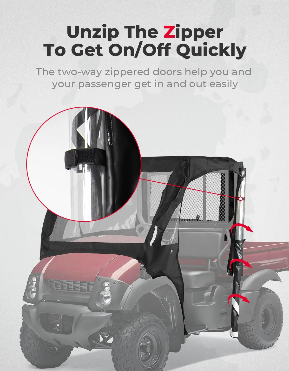 Soft Cab Enclosure Doors for Kawasaki Mule 600 610 (2015 models and older) - Image 3