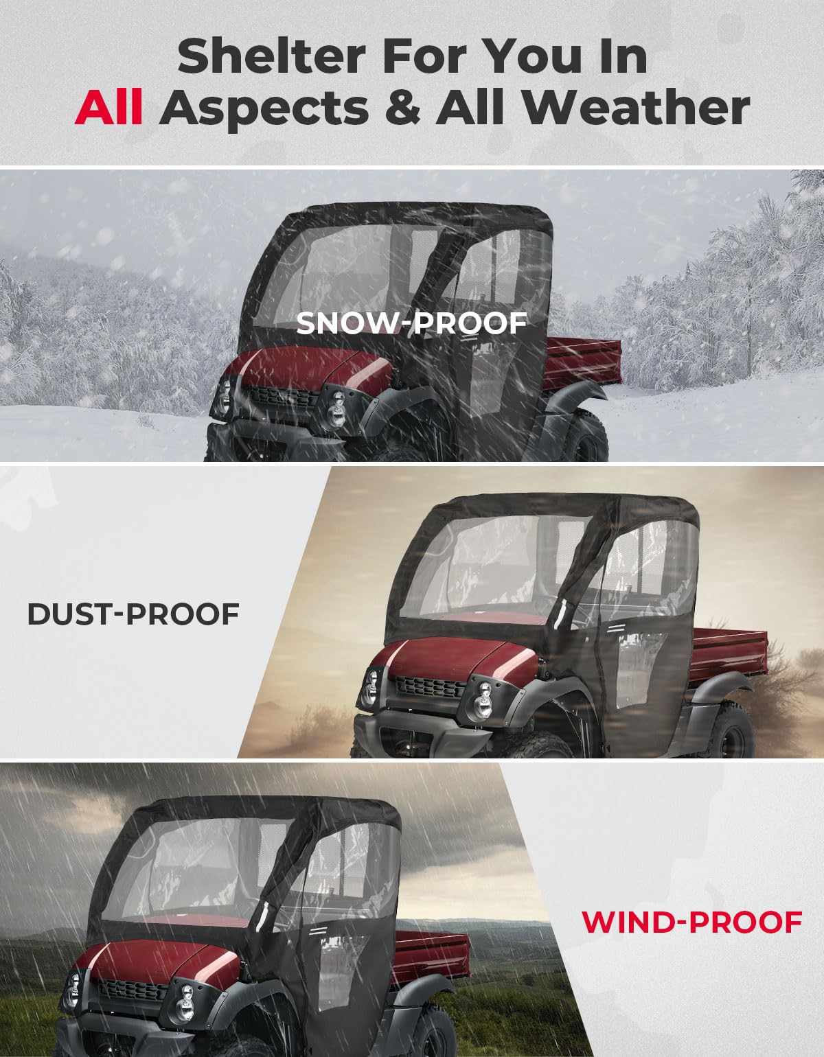 Soft Cab Enclosure Doors for Kawasaki Mule 600 610 (2015 models and older) - Image 6