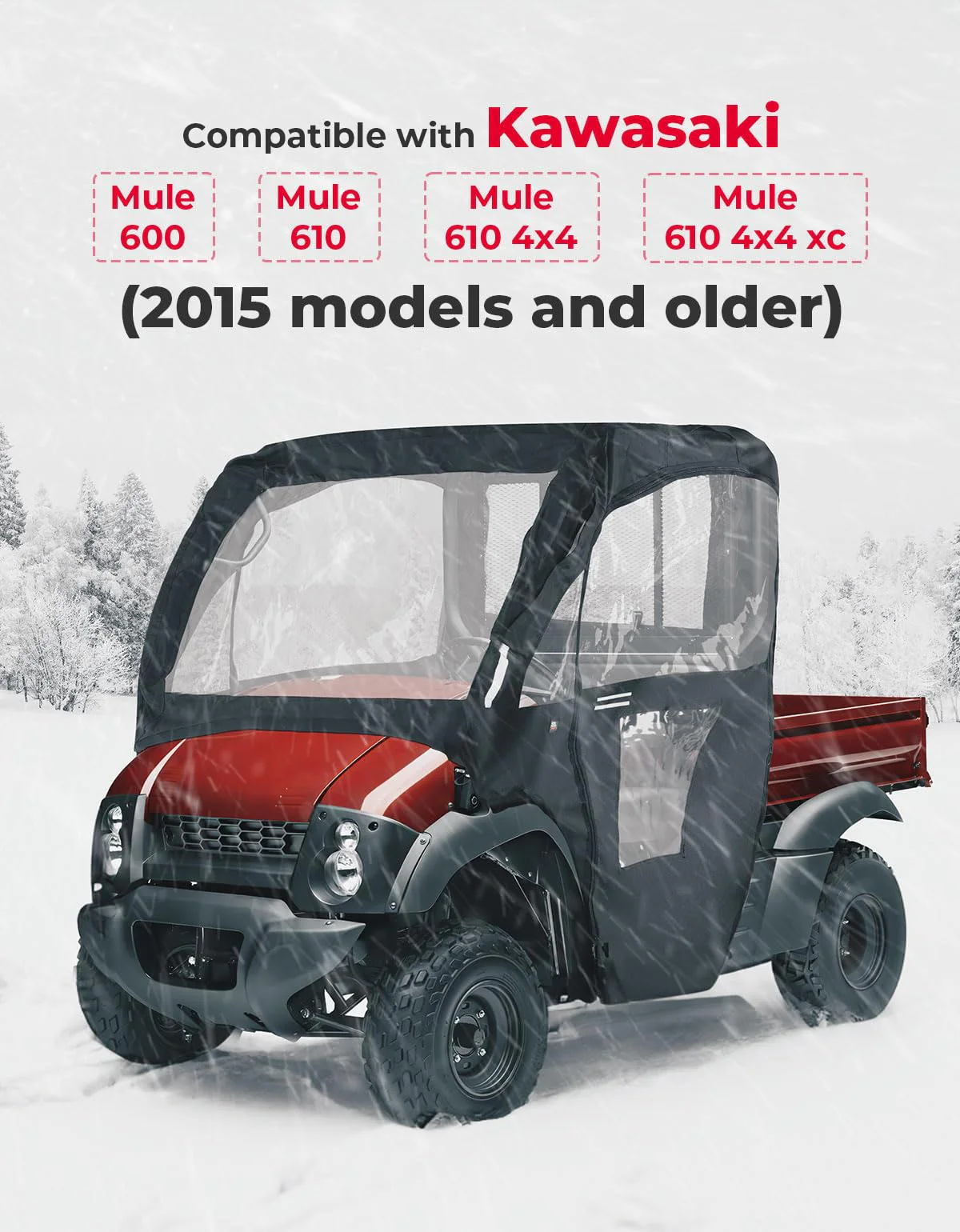Soft Cab Enclosure Doors for Kawasaki Mule 600 610 (2015 models and older) - Image 7