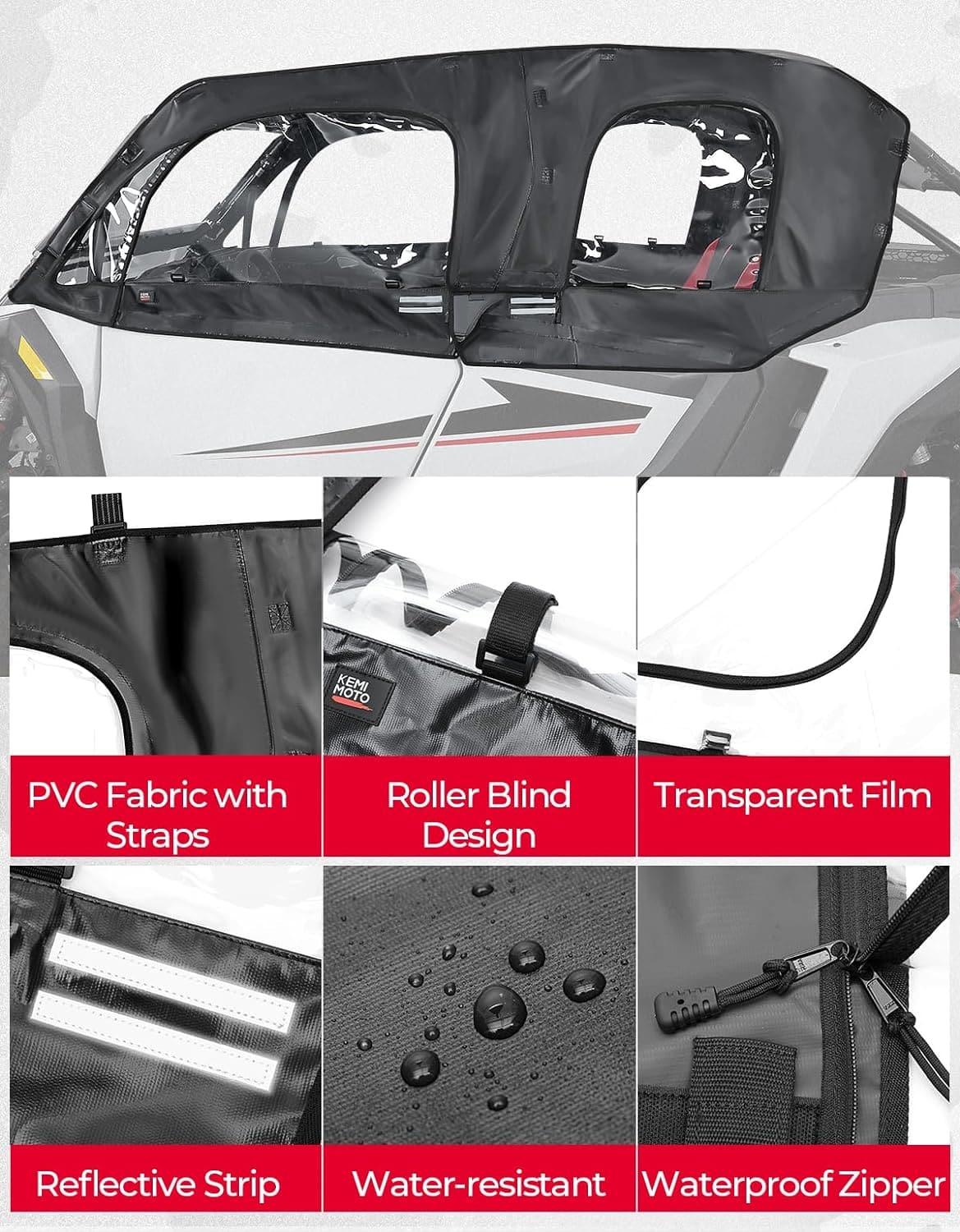 Soft Cab Enclosure Upper Doors for Polaris RZR XP 4 1000 2024-2025 - Image 5