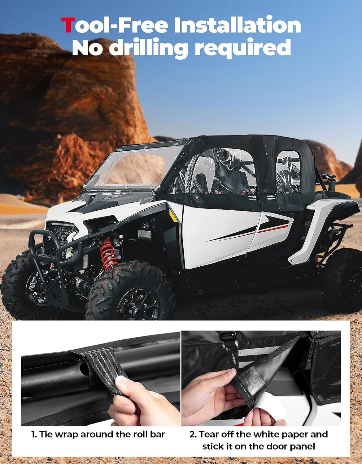 Soft Cab Enclosure Upper Doors for Polaris RZR XP 4 1000 2024-2025 - Image 6