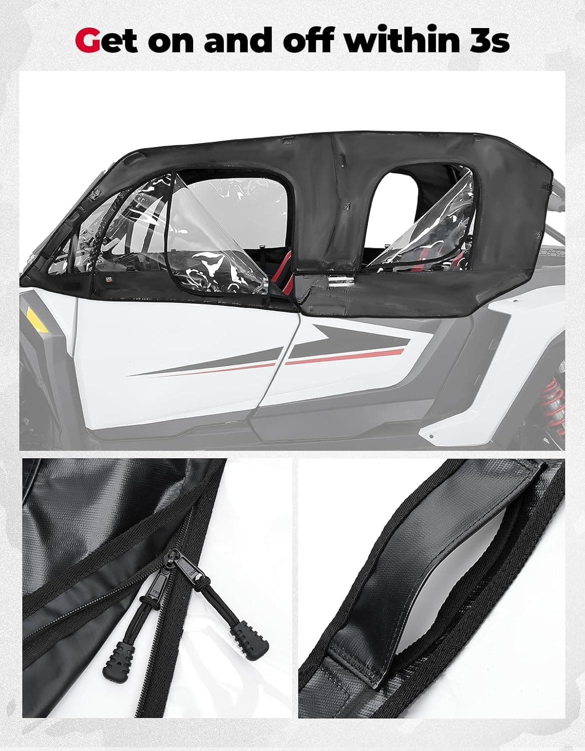 Soft Cab Enclosure Upper Doors for Polaris RZR XP 4 1000 2024-2025 - Image 7