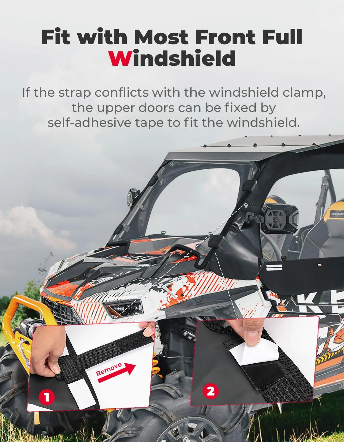 Soft Upper Door Cab Enclosure Set for Polaris RZR XP 4 1000 2014-2023 - Image 3