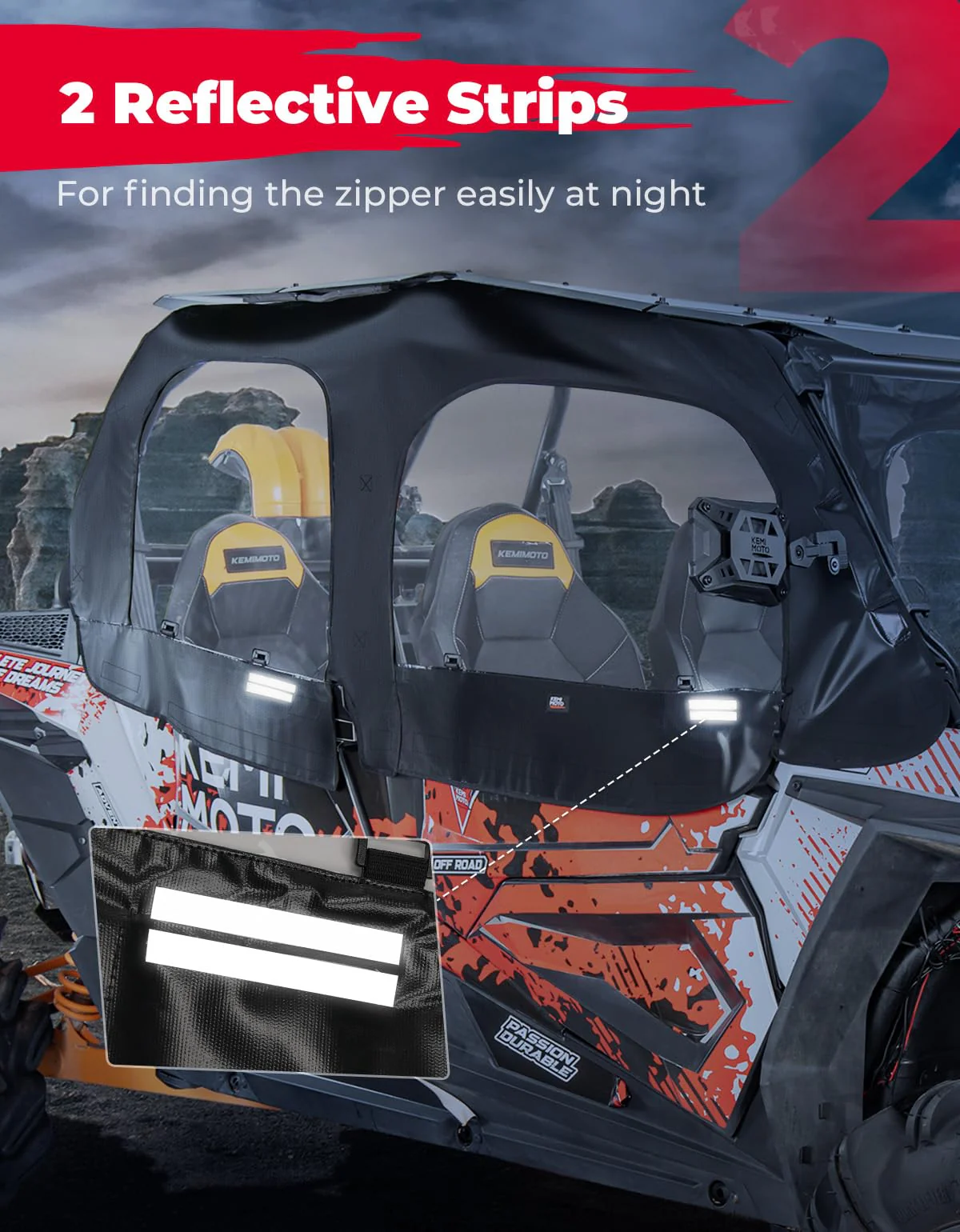 Soft Upper Door Cab Enclosure Set for Polaris RZR XP 4 1000 2014-2023 - Image 6