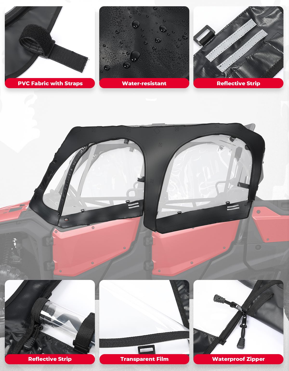 Soft Upper Door Cab Enclosure Set for Honda Pioneer 1000-6 - Image 4