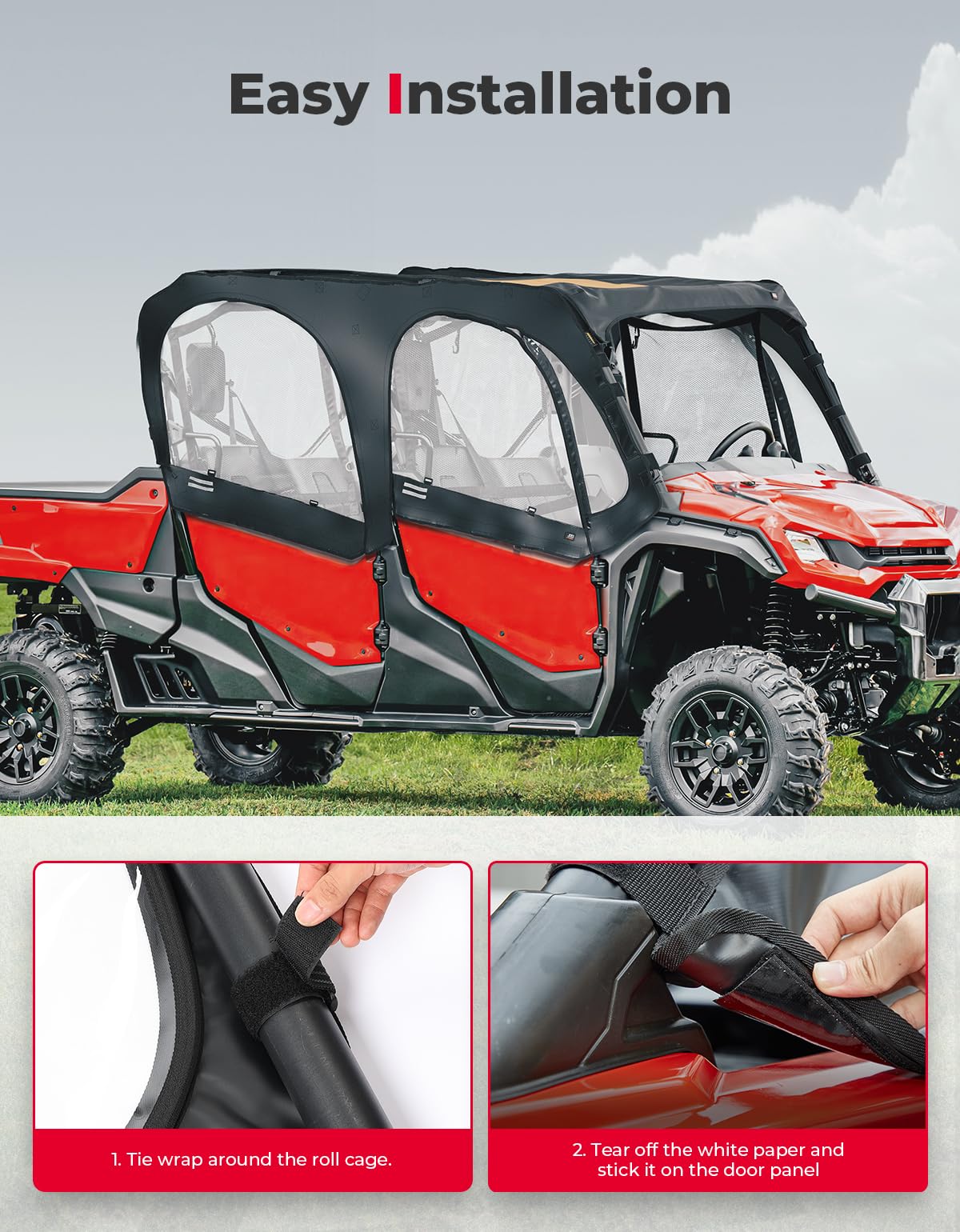 Soft Upper Door Cab Enclosure Set for Honda Pioneer 1000-6 - Image 5