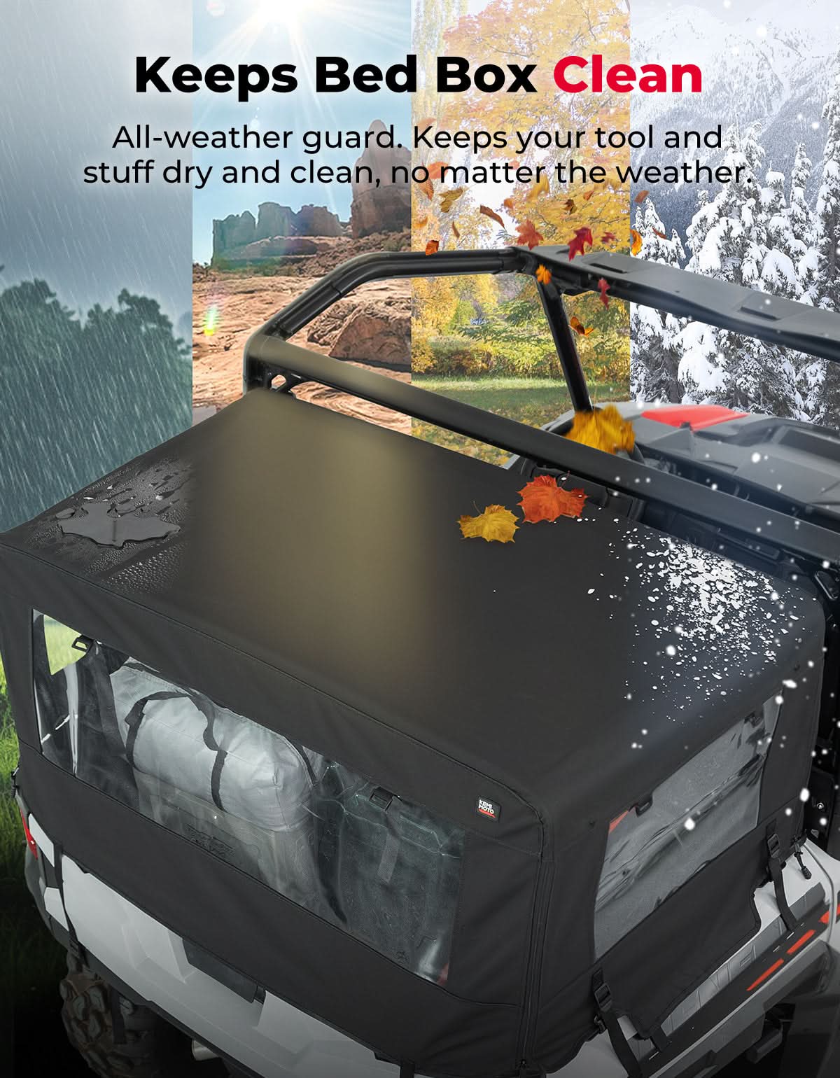 Soft Cargo Camper Bed Cover Rack for Polaris General 1000 / XP 1000 / 4 1000 (2016–2026) - Image 4