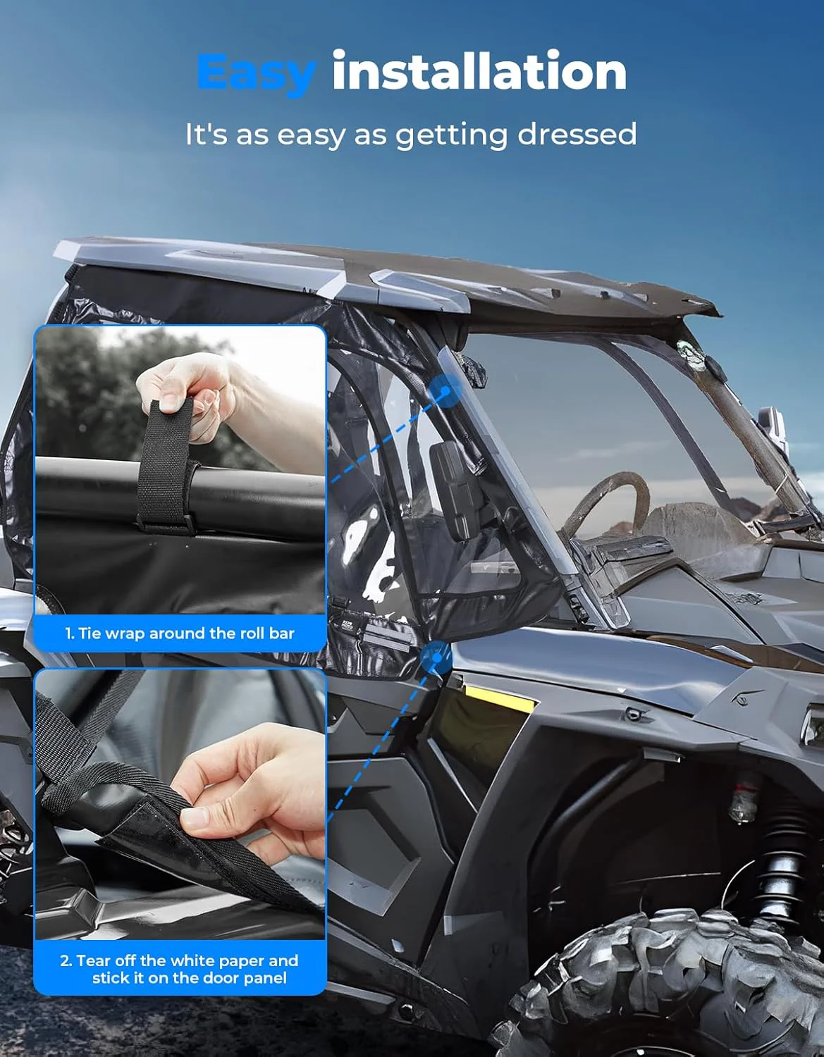 Soft Cab Enclosure Upper Windows for 2014+ Polaris RZR XP 1000/Turbo - Image 6
