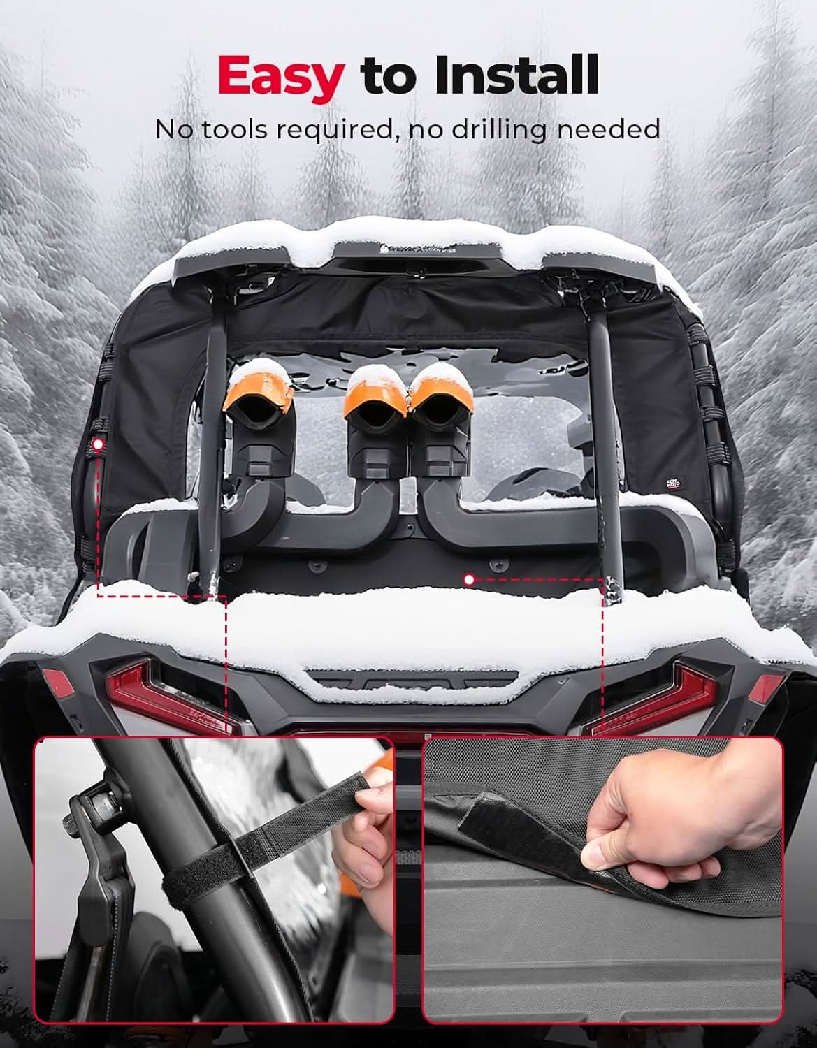 Soft Rear Windshield for 2014+ Polaris RZR XP/XP 4 1000, 2016+ Polaris RZR XP/XP 4 Turbo - Image 5