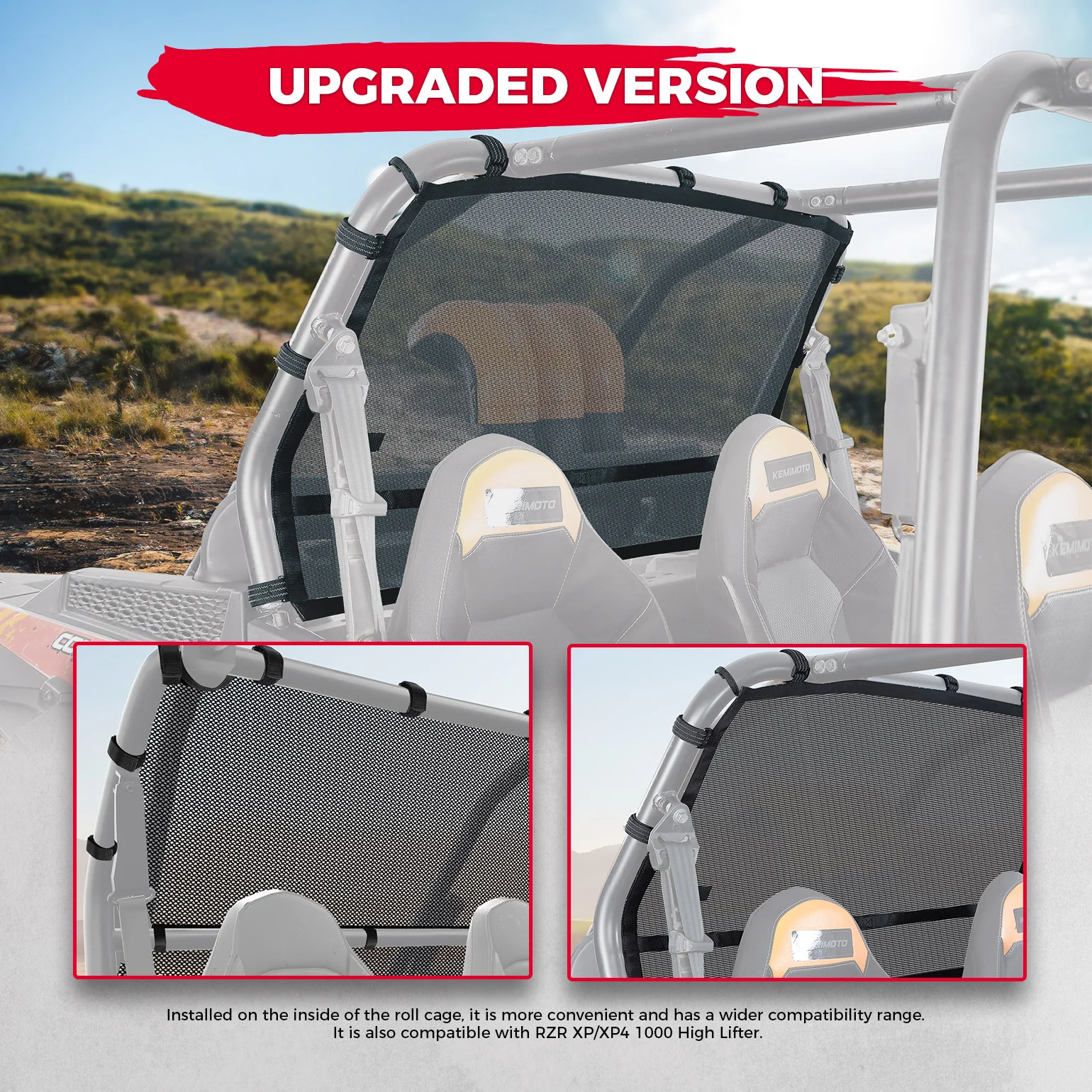 Soft Rear Window Net for Polaris RZR XP/ XP 4 1000 - Image 3