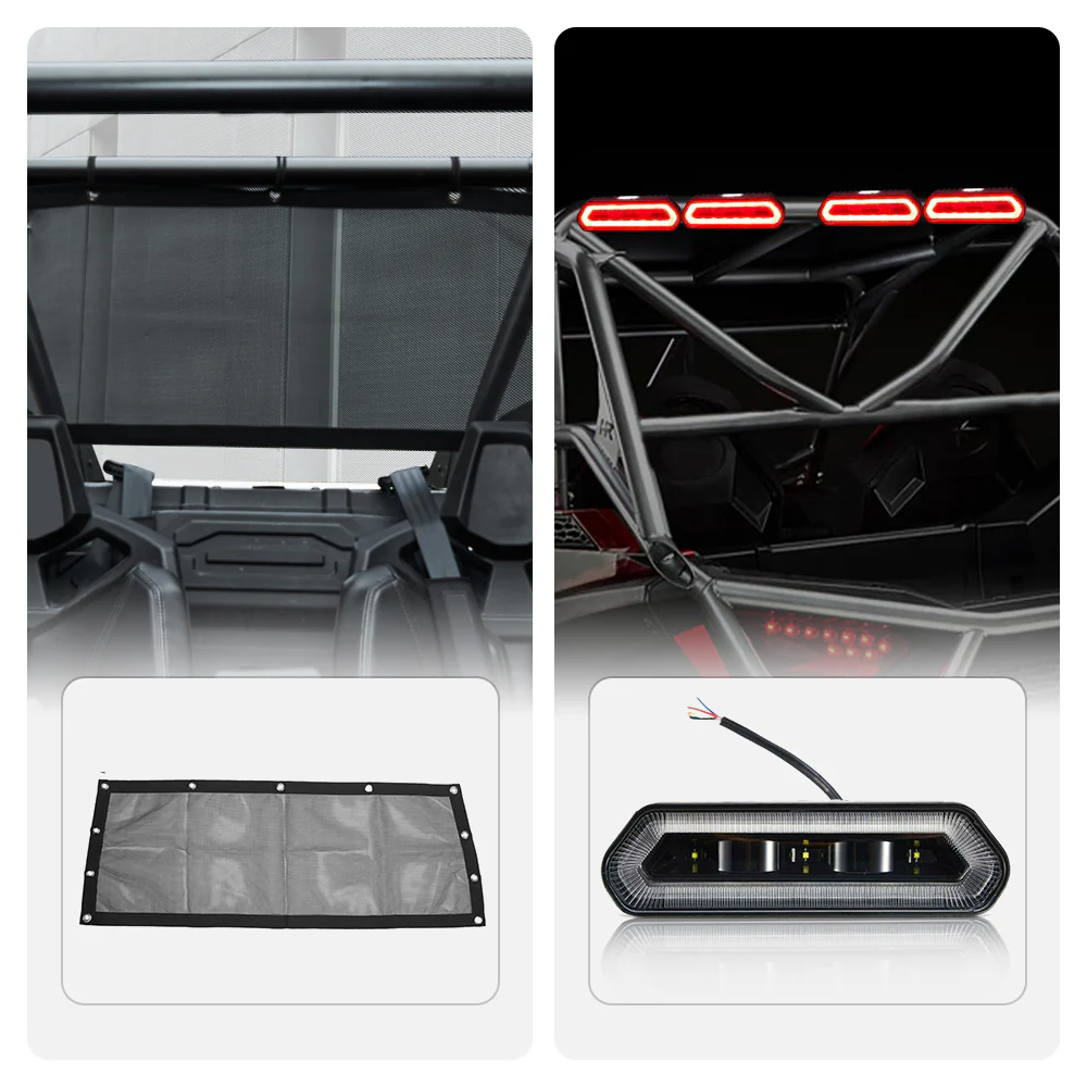 Soft Rear Window Net & Universal Roll Bar Tail Light for RZR PRO XP - Image 4