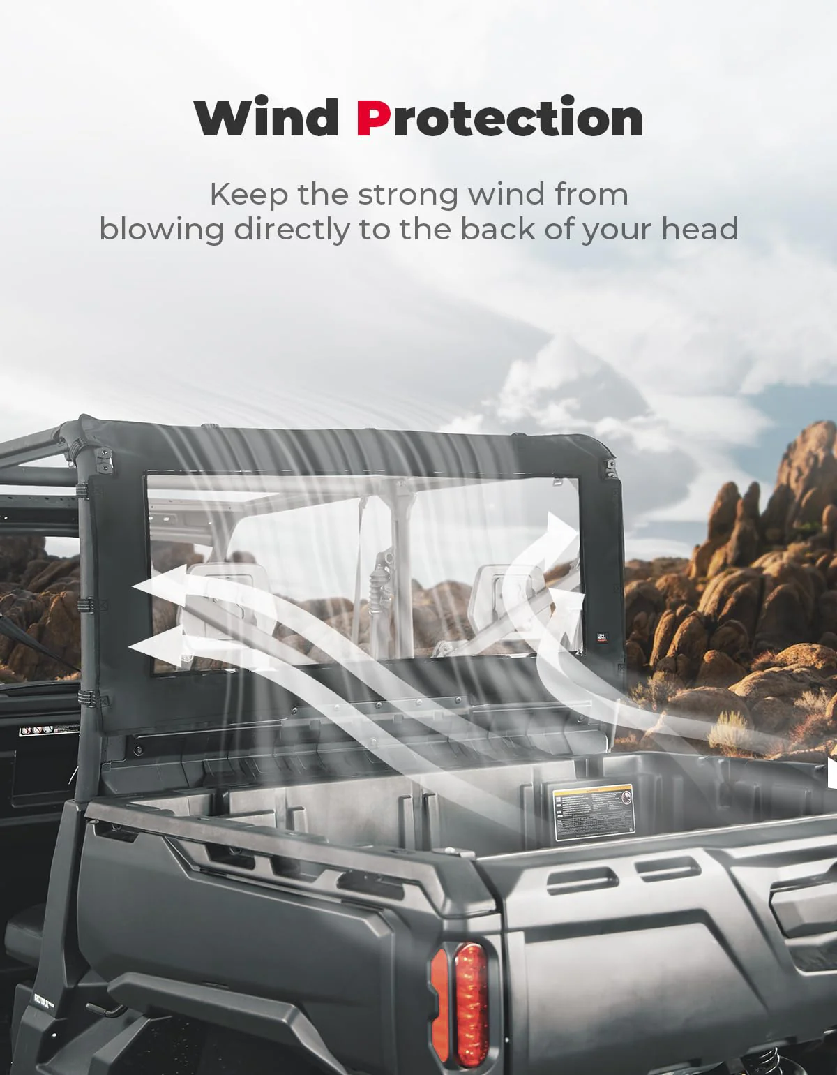 Fabric Soft Rear Windshield for Can-Am Defender HD10|9|8|7|5 - Image 2