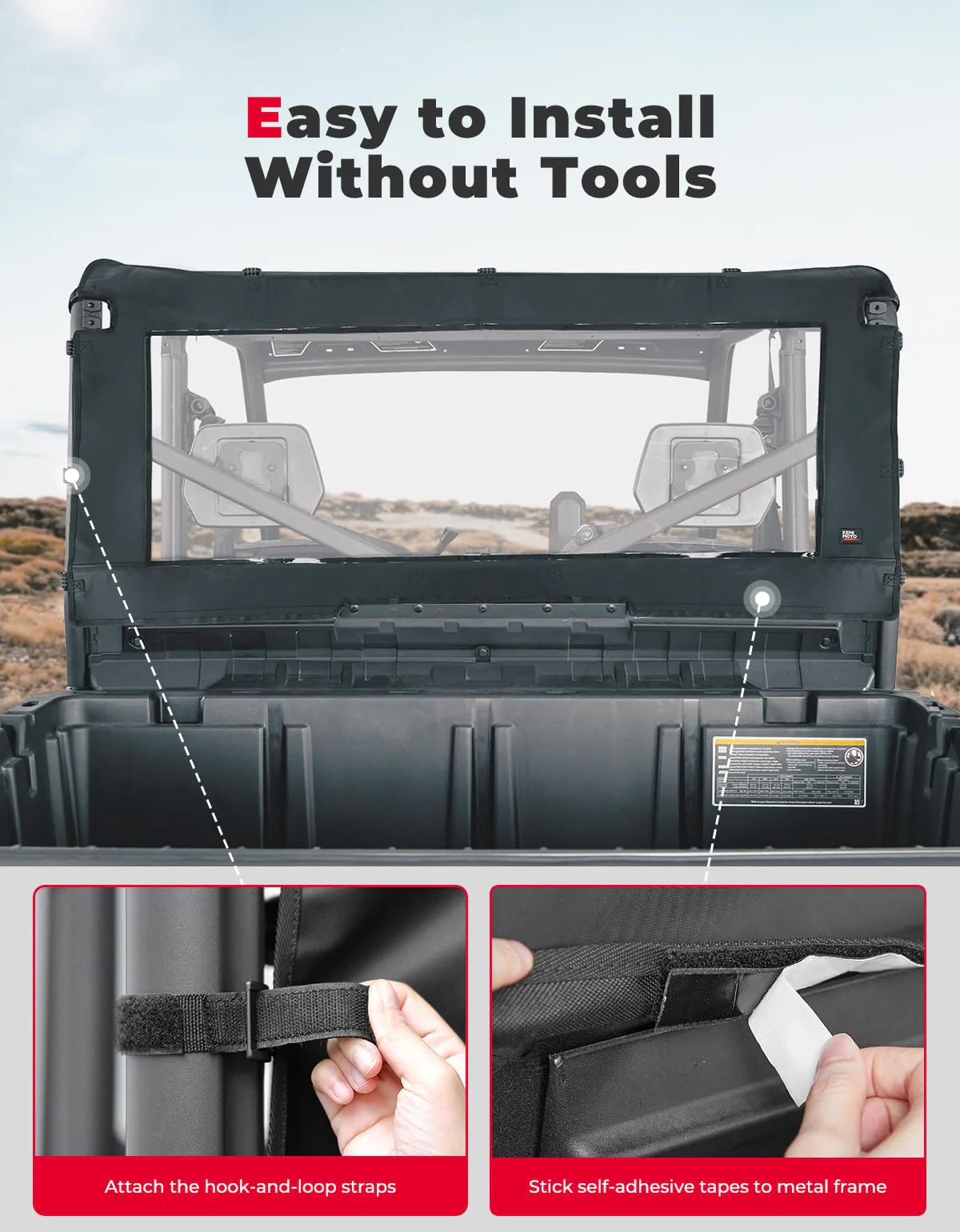 Fabric Soft Rear Windshield for Can-Am Defender HD10|9|8|7|5 - Image 4