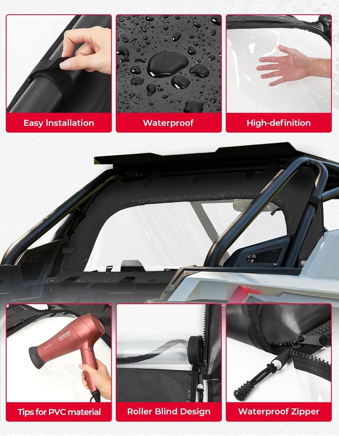 Soft Rear Windshield for Polaris RZR PRO R/ R4 2022-2024 - Image 4