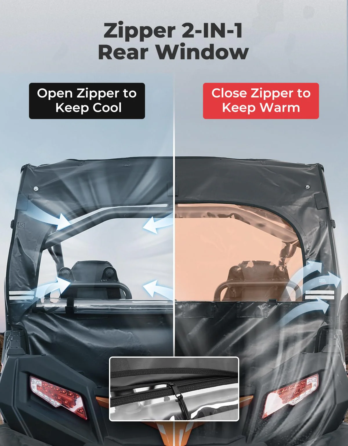 Soft Rear Windshield with Zipper for CFMOTO ZForce 500 | 800 | 1000 - Image 6