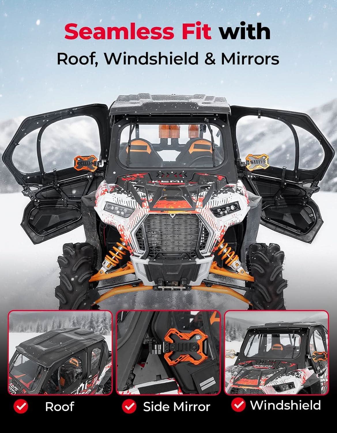 Cab Enclosure Upper Doors With Steel Door Frame for Polaris RZR XP4 1000, 2019-2023 - Image 4