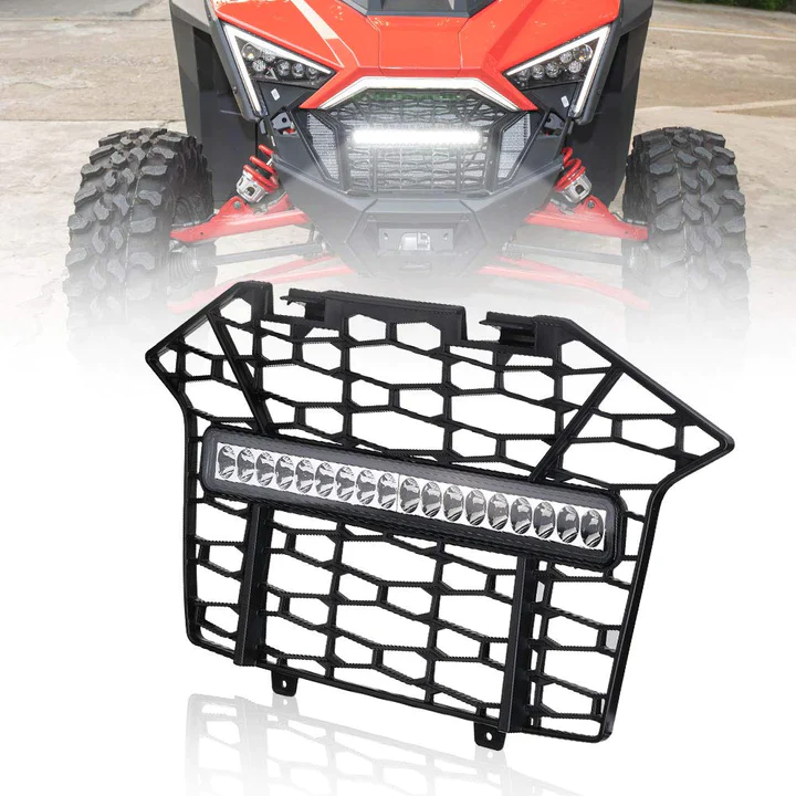Soft Upper Doors & Front Mesh Grill with LED Light Bar for RZR Pro XP - Image 3