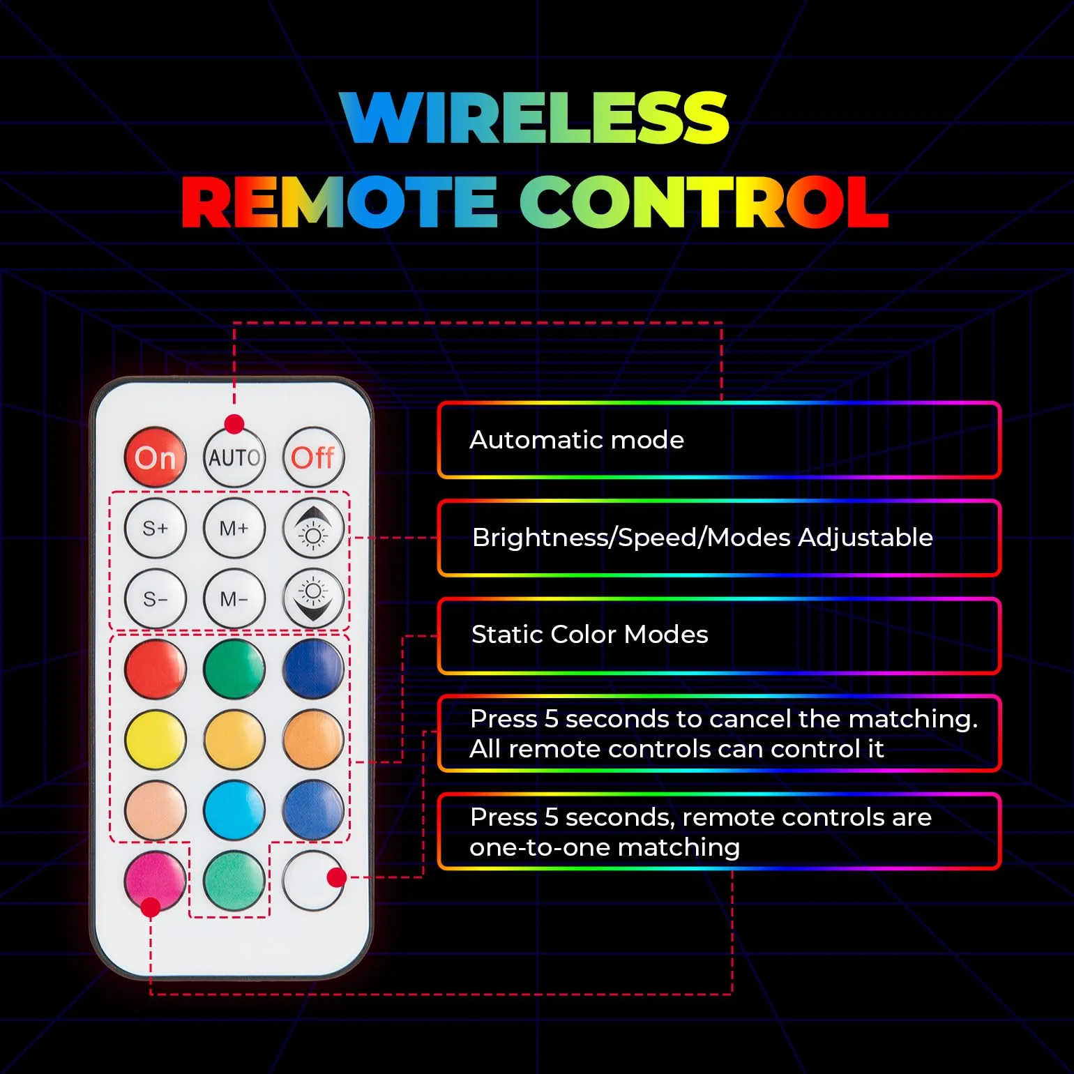 3FT Spiral Whip Light with RF Remote Control, 366 colors, 2 pcs - Image 4