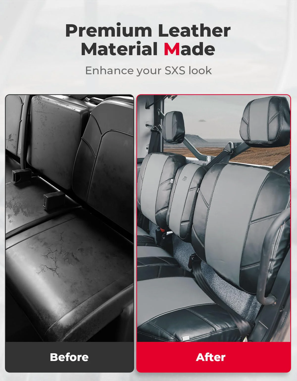 Split Bench Seat Covers Leather for Can Am Defender HD10|9|8|7 - Image 2