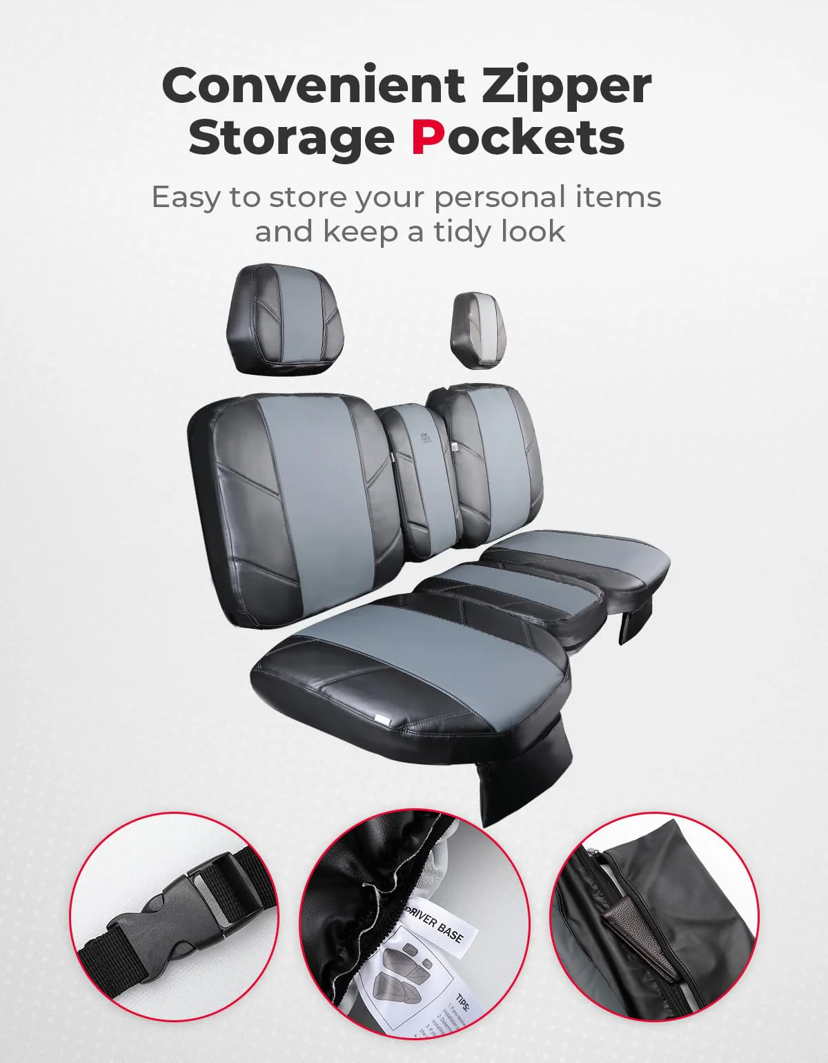Split Bench Seat Covers Leather for Can Am Defender HD10|9|8|7 - Image 7
