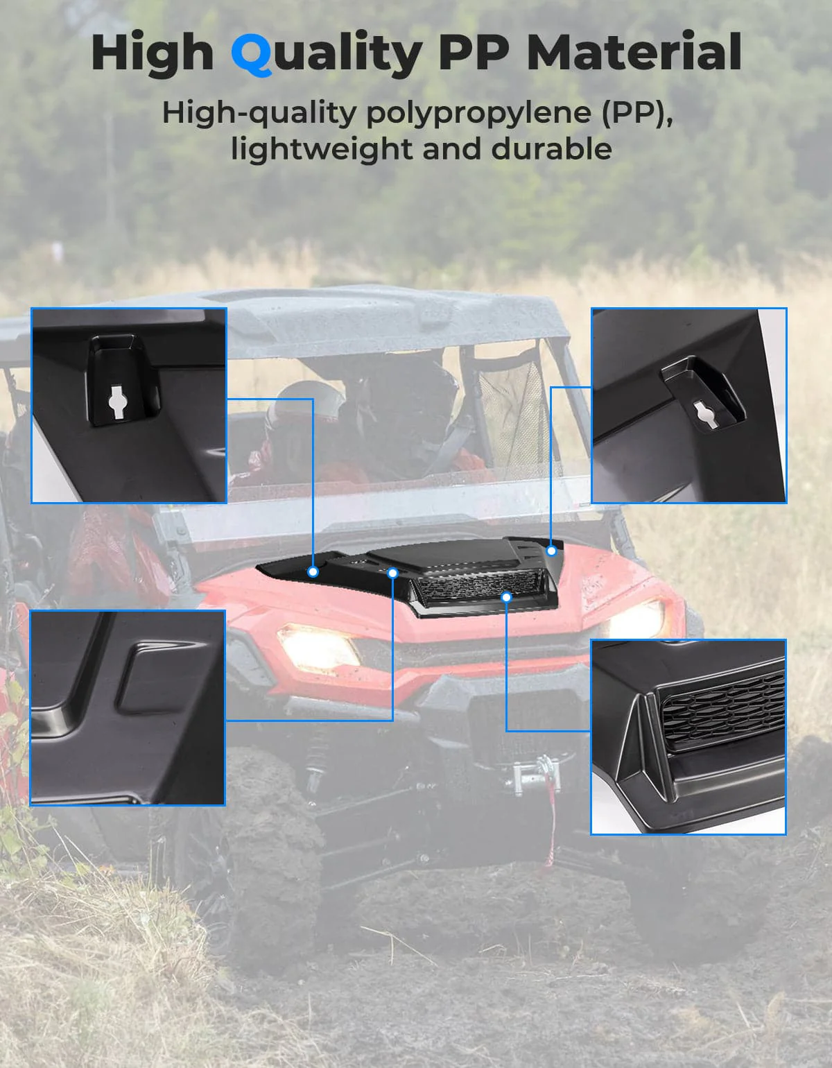 Sport Hood Scoop with Mesh for Pioneer 1000 2016-2025 - Image 4