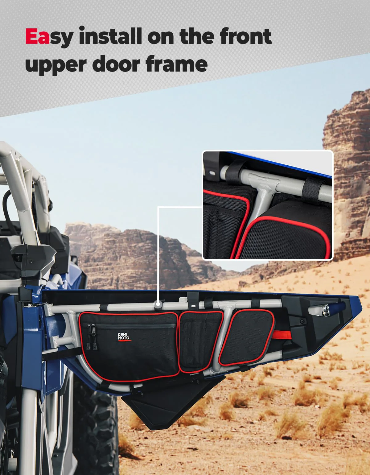 Door Bags with Removable Knee Pads for Can-Am Maverick X3 - Red - Image 5