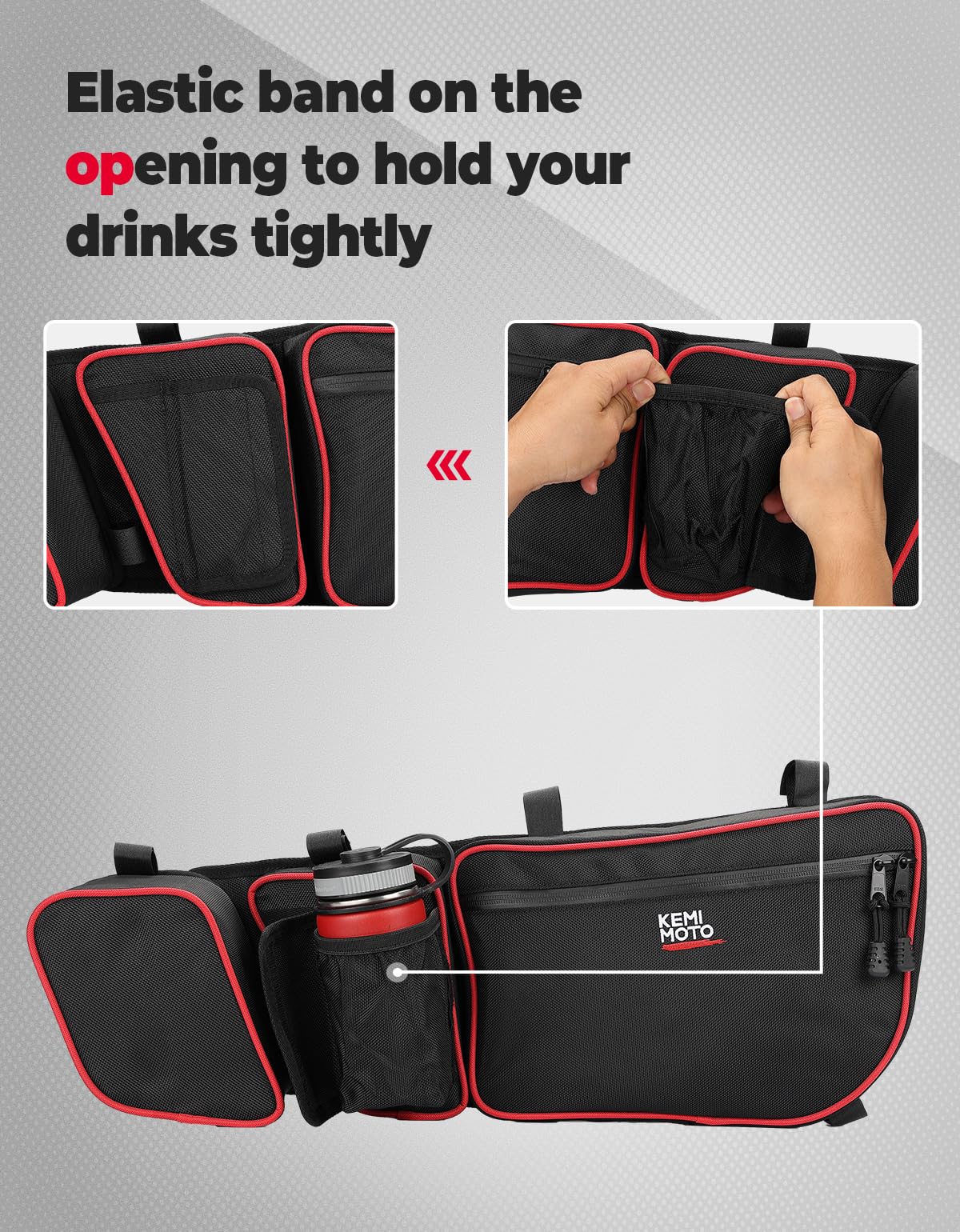 Door Bags with Removable Knee Pads for Can-Am Maverick X3 - Red - Image 7
