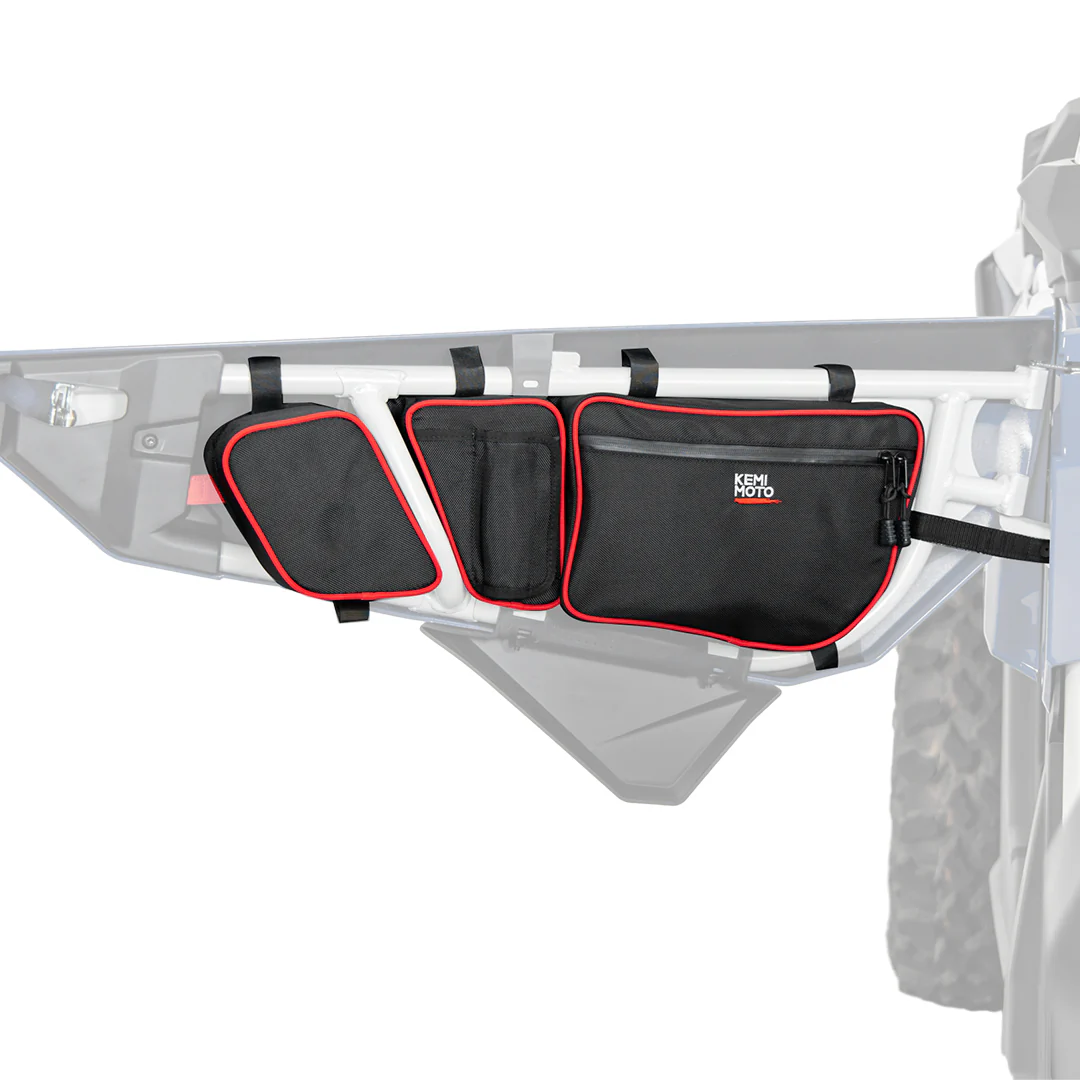 Door Bags with Removable Knee Pads for Can-Am Maverick X3 - Red - Image 9