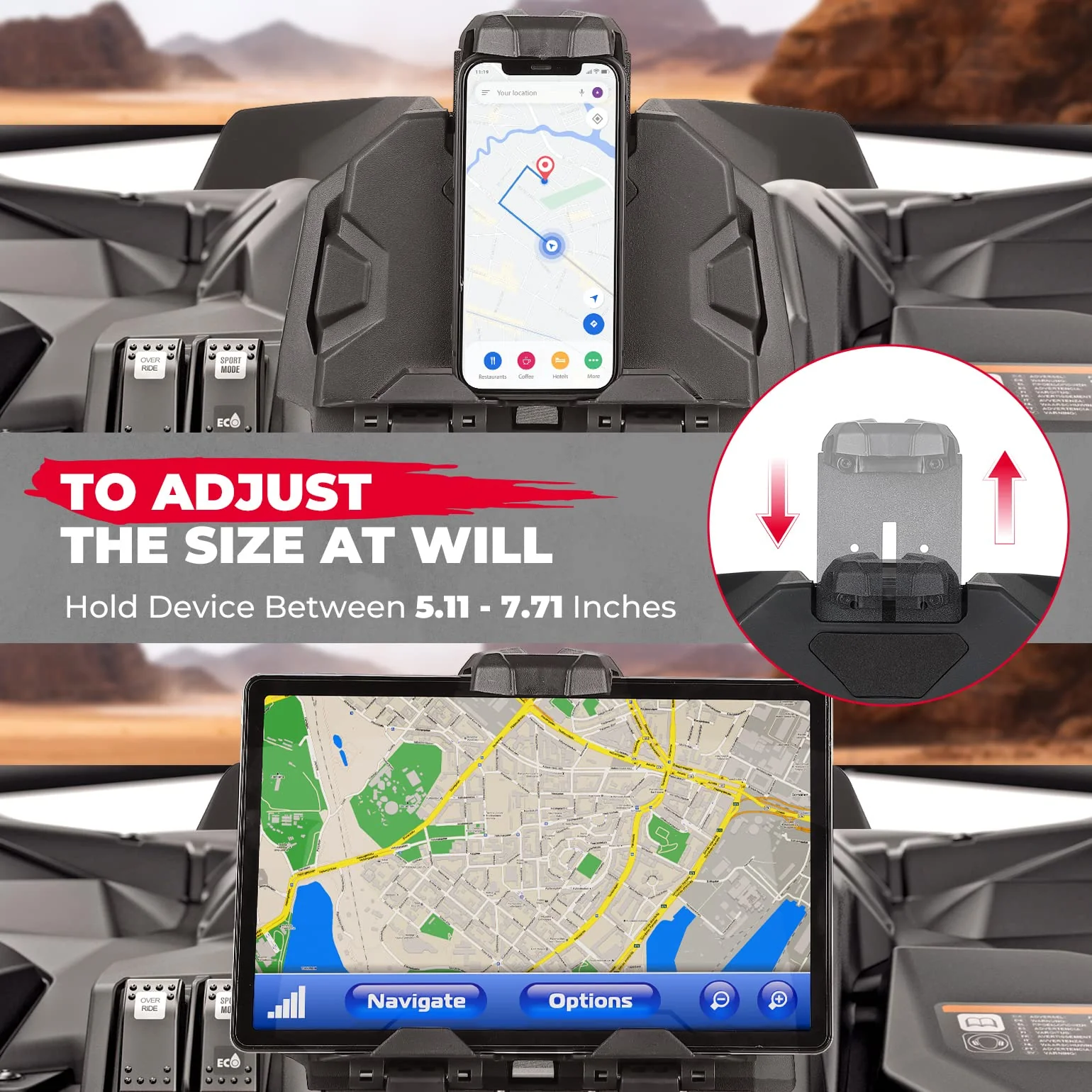 Tablet Holder With Storage Box for Can Am Maverick Sport & Trail, Commander - Image 2
