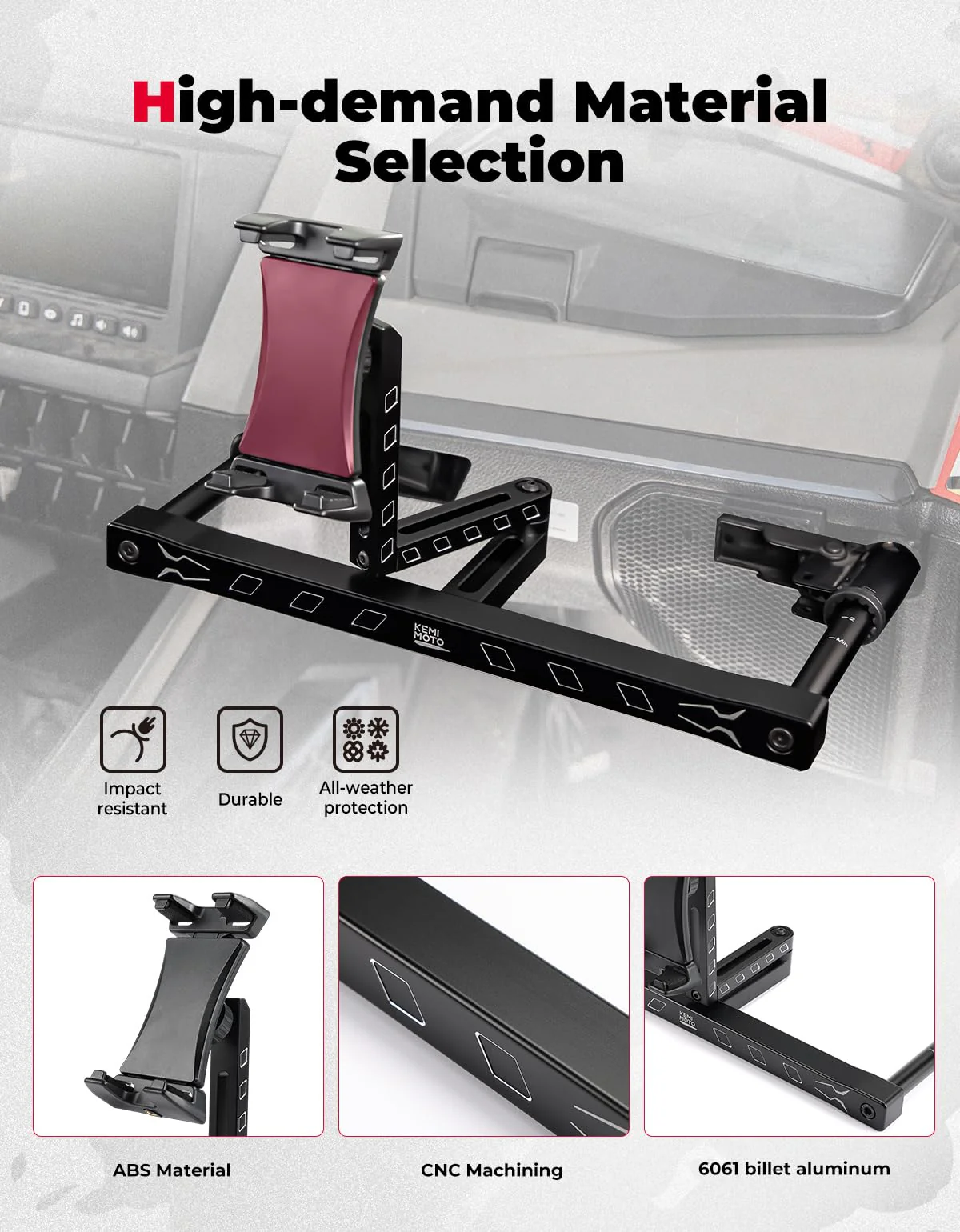 Electronic Device Mounts with Grab Bar For RZR PRO XP/R/Turbo R - Image 2