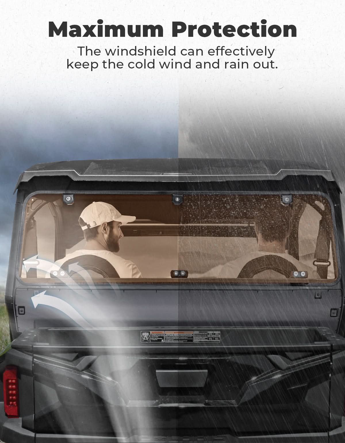 Tinted Rear Hard Windshield for Polaris General 1000/4/XP 1000/4 2016-2026 - Image 6