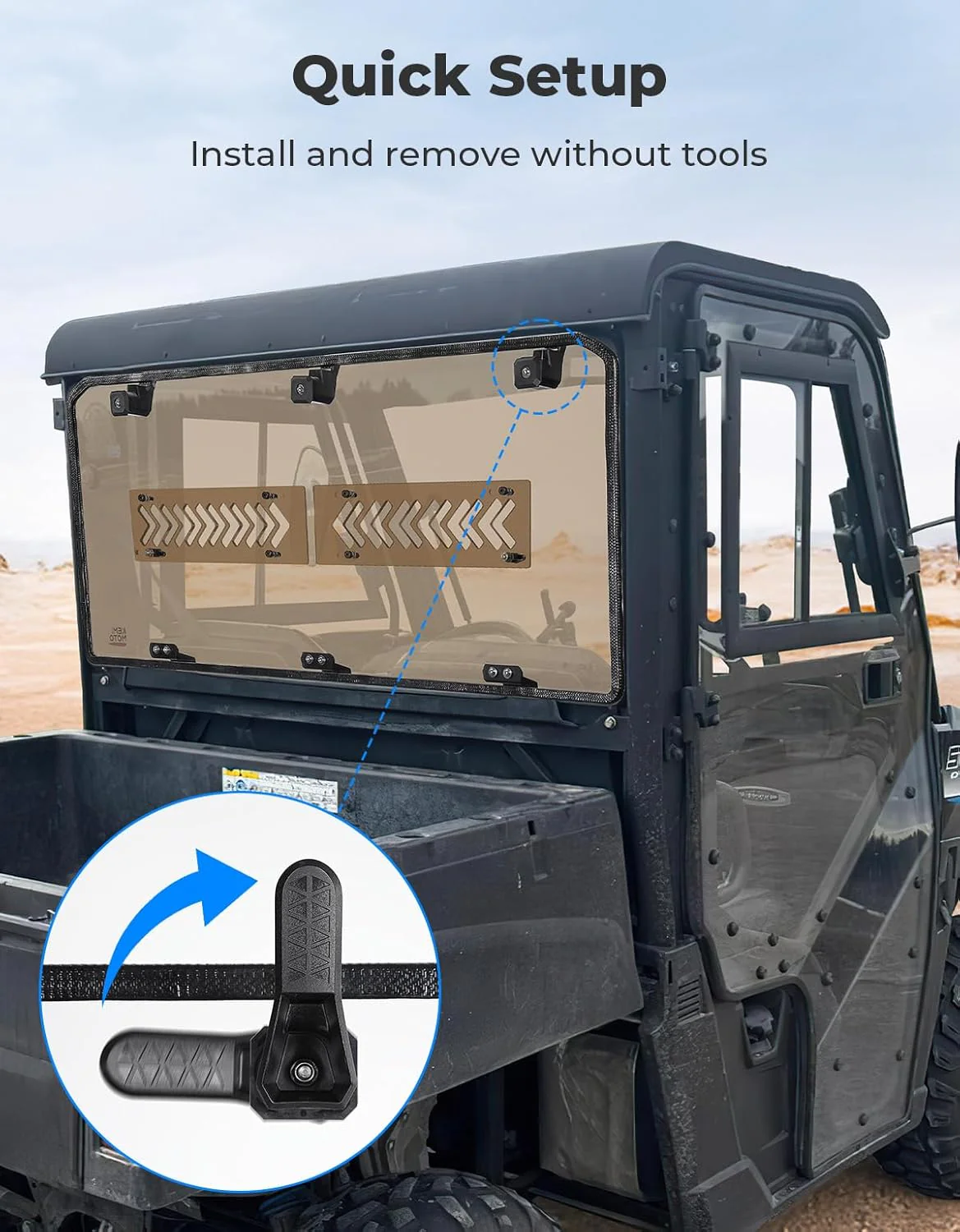 Tinted Rear Window for Polaris Ranger Midsize 500/570/SP 570/Crew/ETX/EV - Image 5