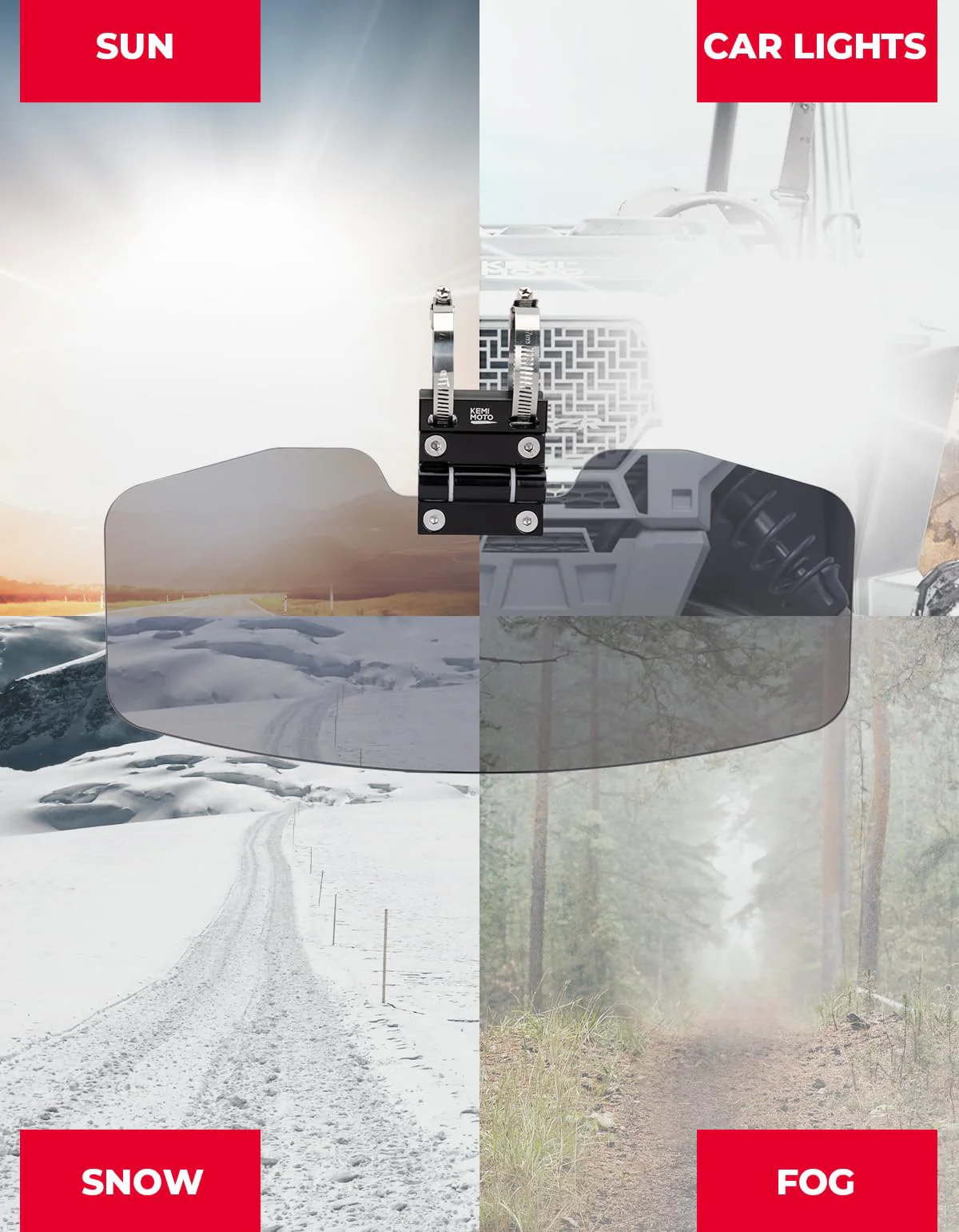 UTV Sun Visor Fit 1.5-2 in Roll Bars UTV Side X Side with Windshield - Image 5