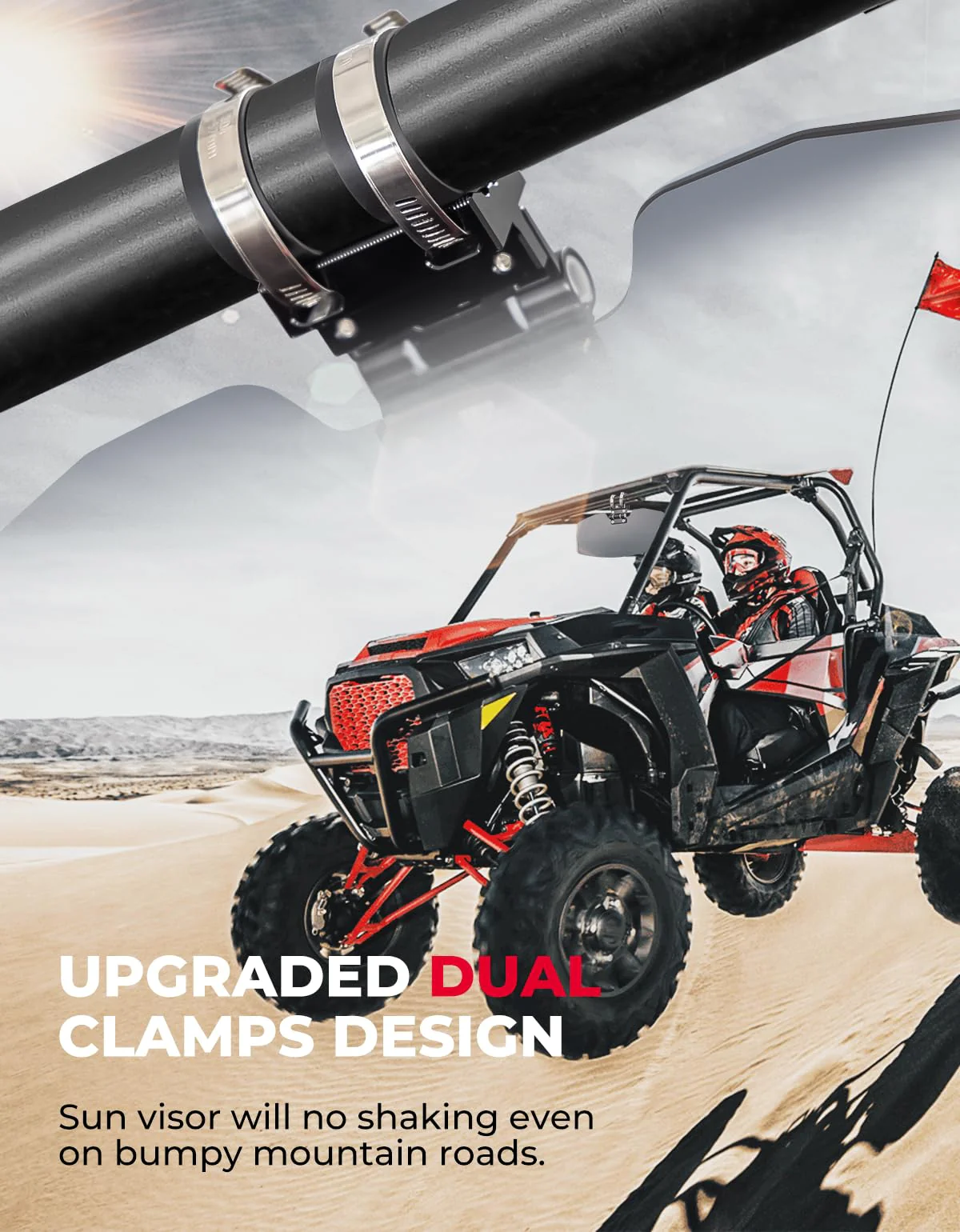 UTV Sun Visor Fit 1.5-2 in Roll Bars UTV Side X Side with Windshield - Image 7