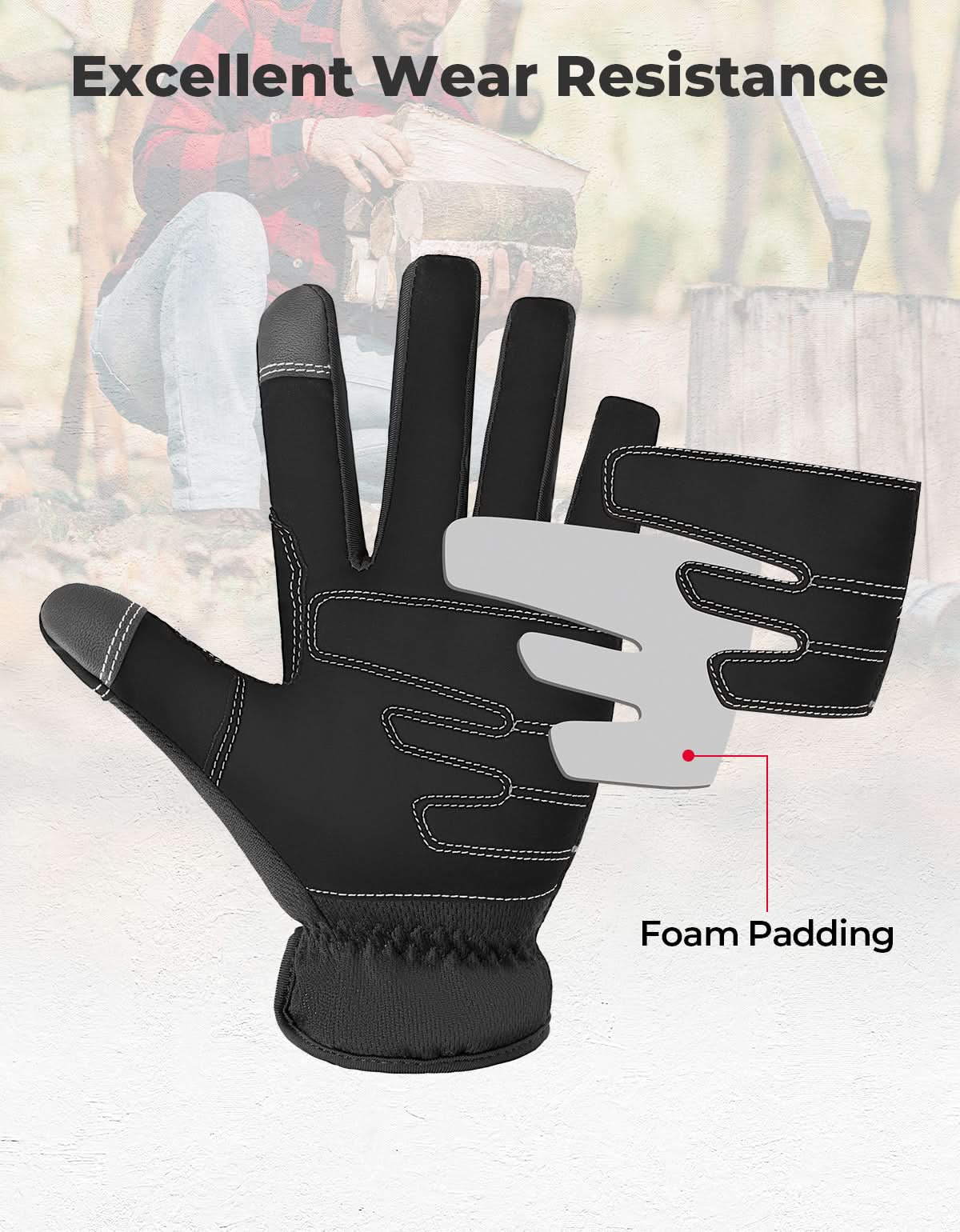 Touchscreen Work Gloves with Padding for Men & Women - Image 5