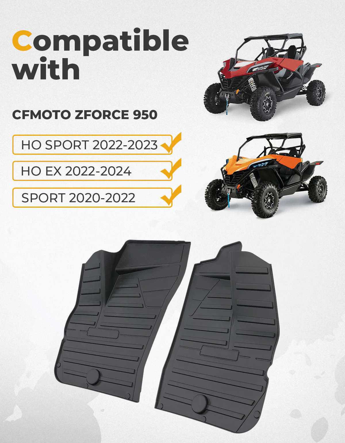 TPE Front Floor Mats for CFMOTO ZFORCE 950 HO EX | HO Sport - Image 7