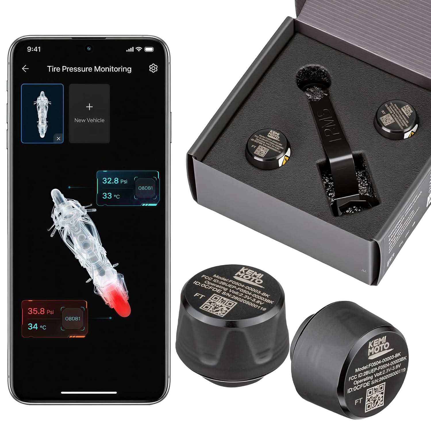 Bluetooth TPMS Sensor for Motorcycle Tire Monitoring